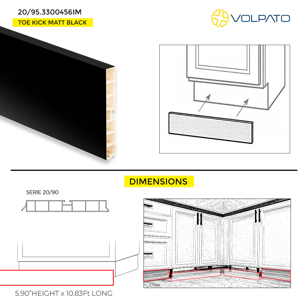TOE KICK VOLPATO H150MM 5.90" H X 10.83' LONG MATTE BLACK - Image 3