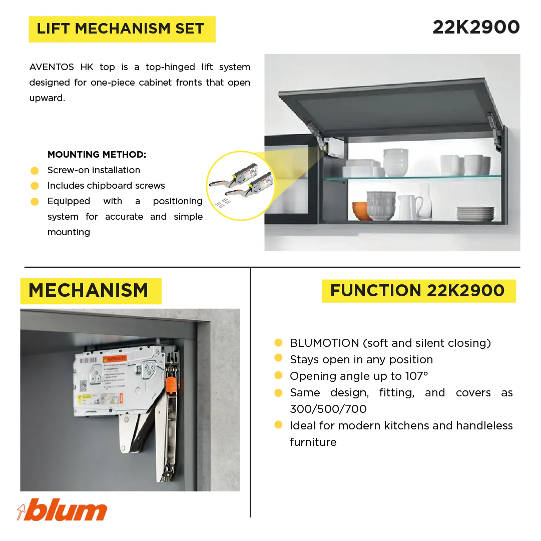 Aventos HK Top Stay Lift, Lift Mechanism (Set), PF=3200-9000 (With 2 Pieces), for Screwing On, Suitable For SERVO-DRIVE, Zinc-Coated - Image 3