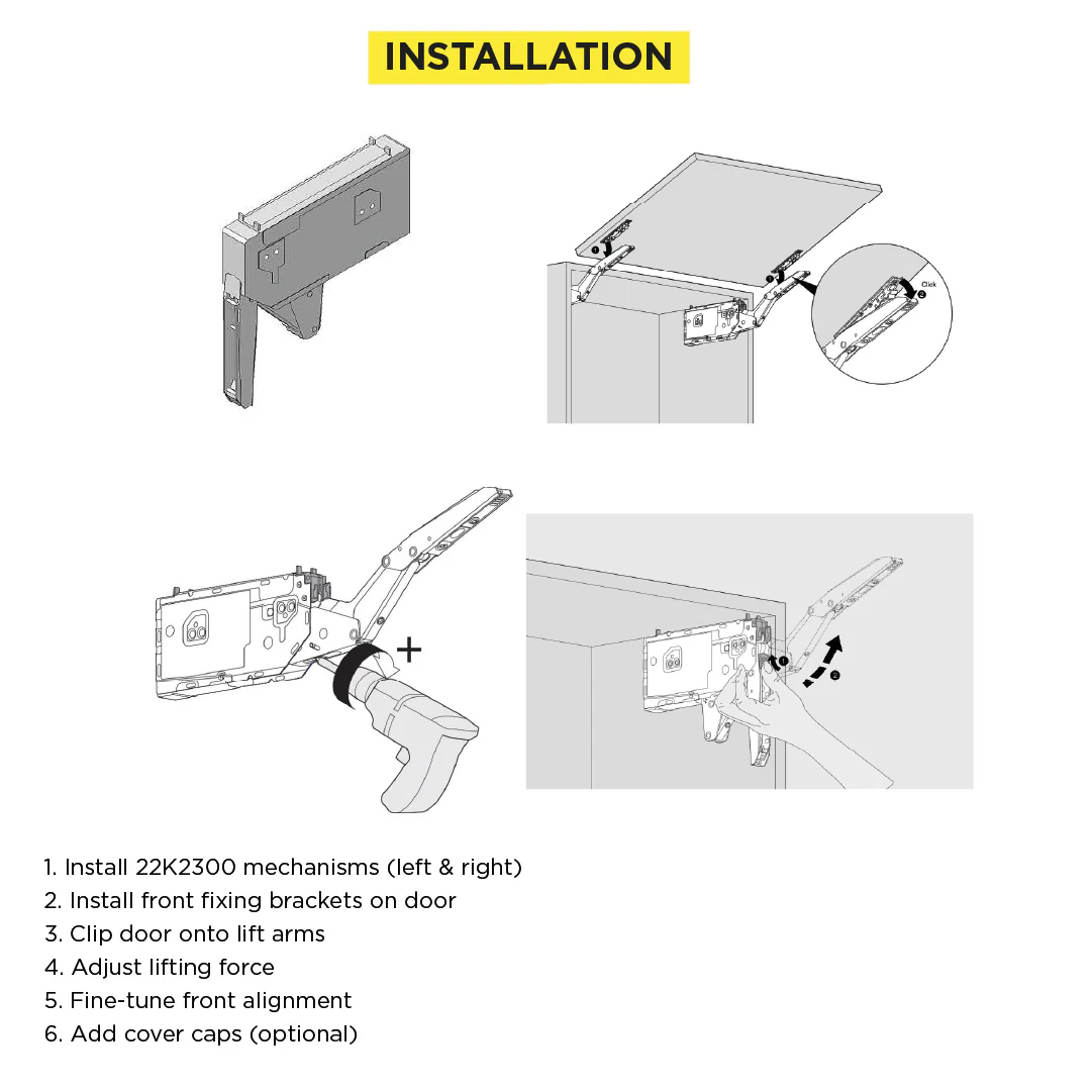 Aventos HK Top Stay Lift, Lift Mechanism (Set), PF=3200-9000 (With 2 Pieces), for Screwing On, Suitable For SERVO-DRIVE, Zinc-Coated - Image 4