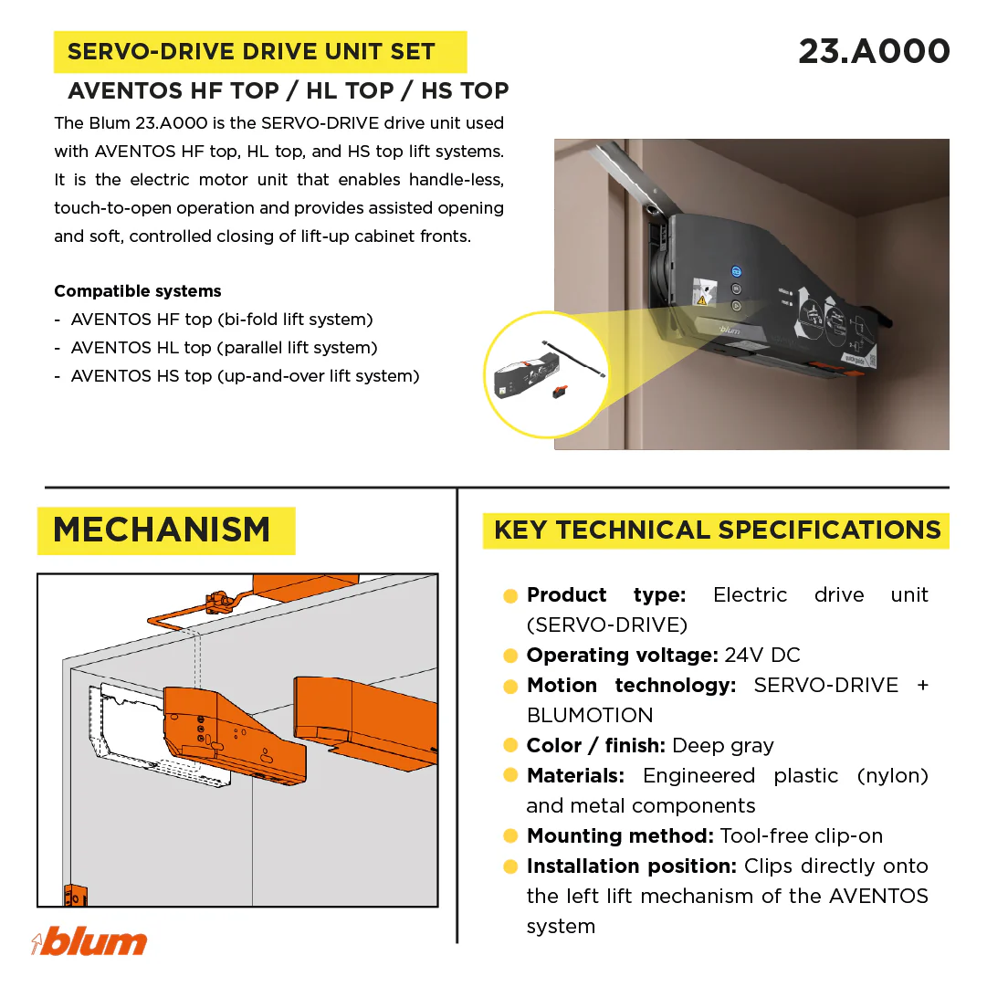SERVO-DRIVE for Aventos Drive Unit, Aventos HF Top Bi-Fold, HL Top, HS Top Up & Over Lift System, Deep Gray - Image 4