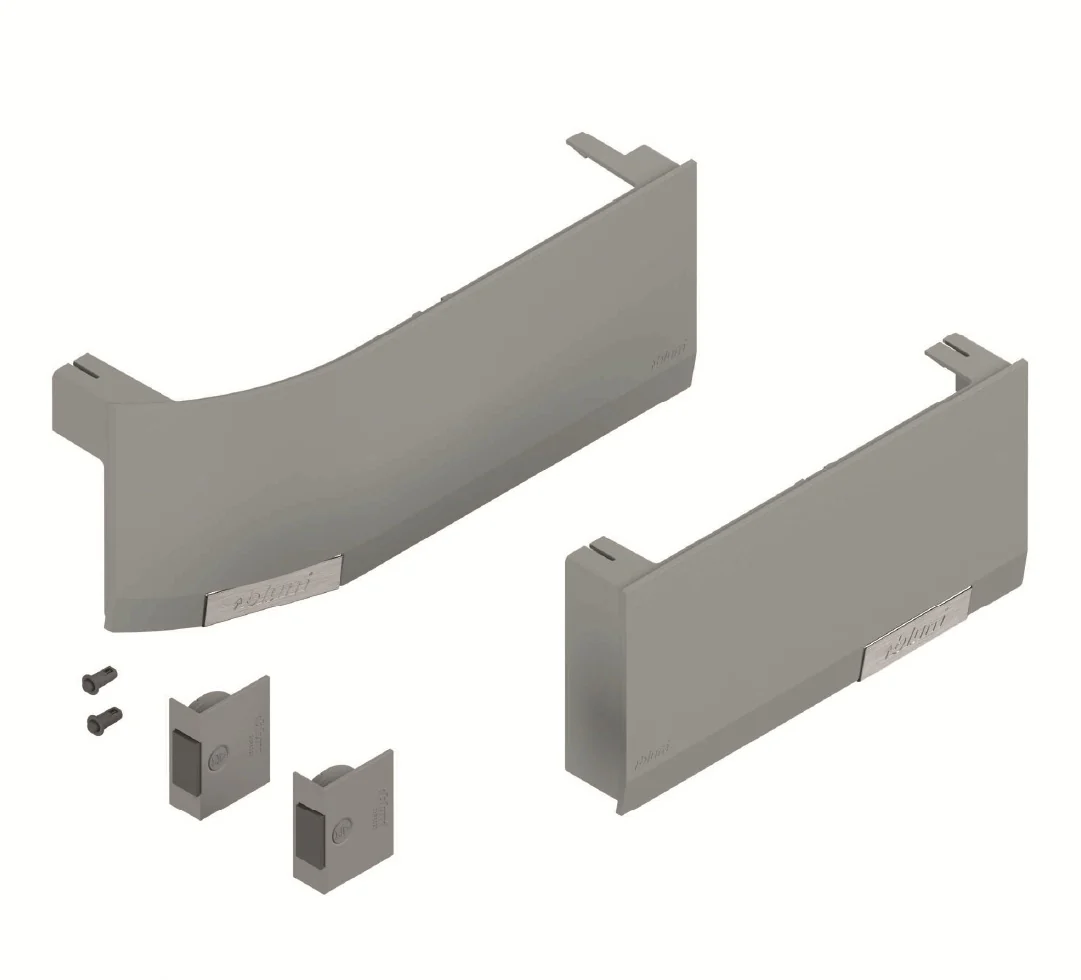 Aventos HK Top Stay Lift, Lift Mechanism Cover Cap, Plain, Right+Left, For SERVO-DRIVE, Light Gray/Stainless Steel Brushed