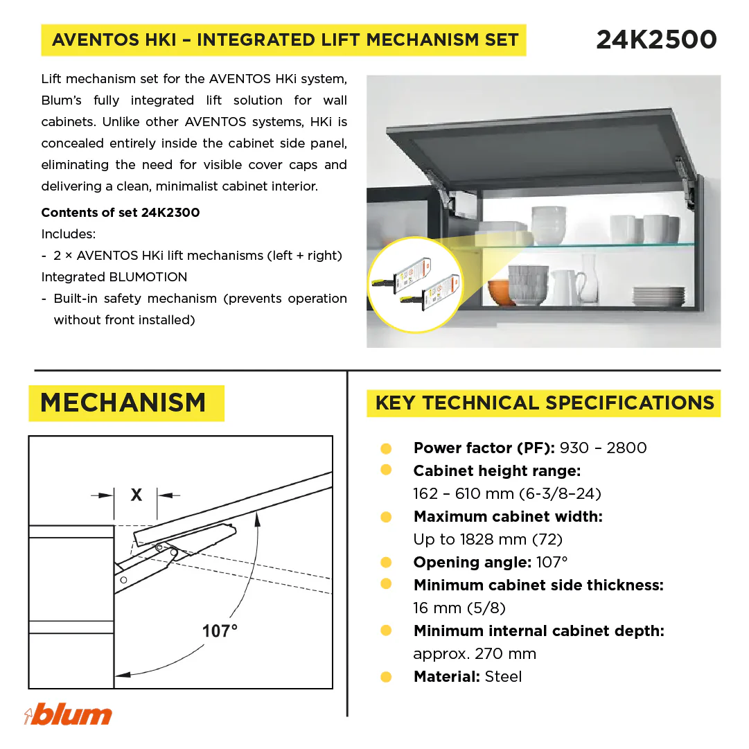 Aventos HKI, Lift Mechanism (Set), PF=930-2800 (With 2 Pieces), Onyx Black - Image 4