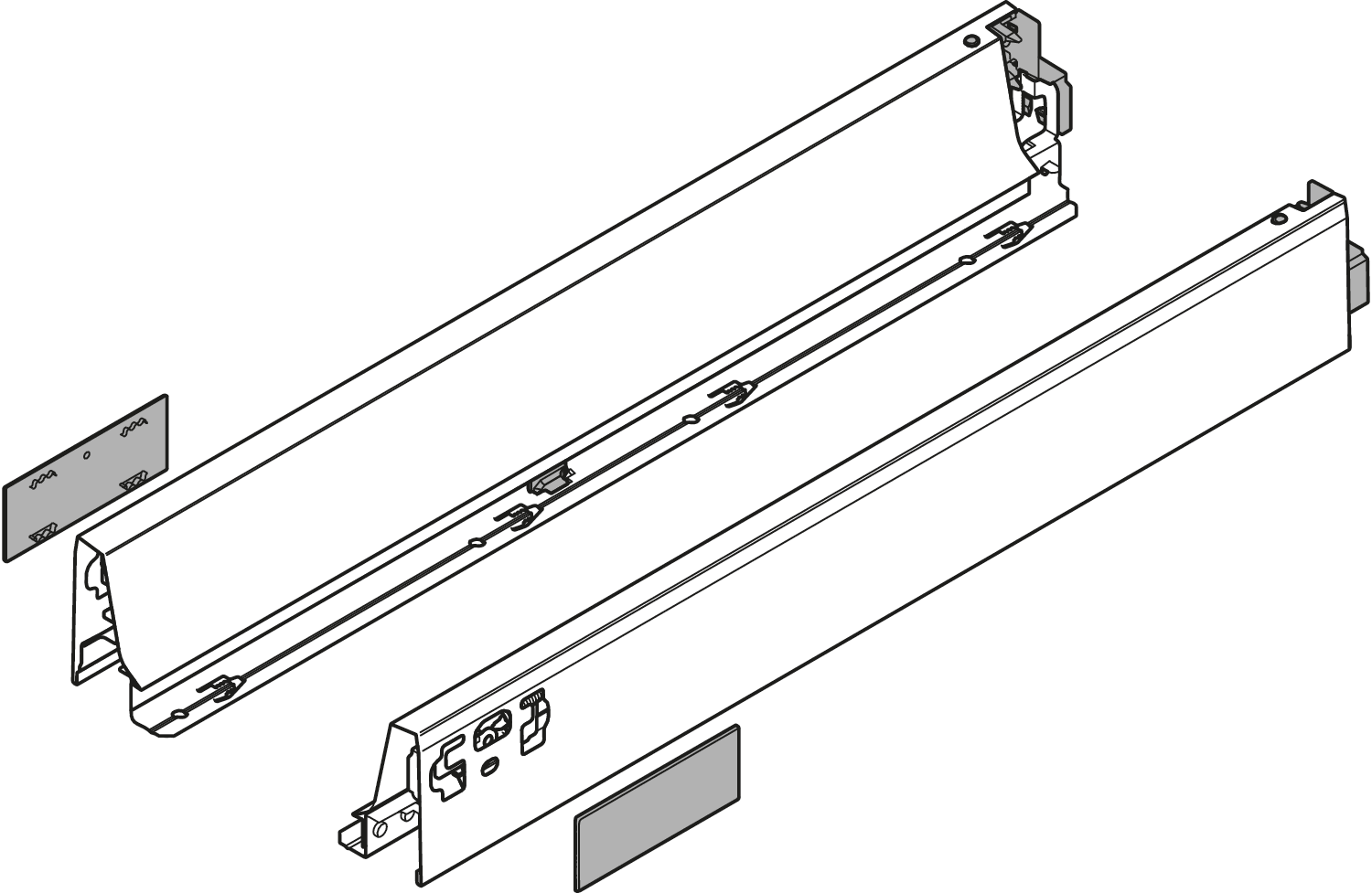 TANDEMBOX 378 N series (2-3/4'' narrow side) - drawer profile Ident 22'' White Aluminum - Image 2
