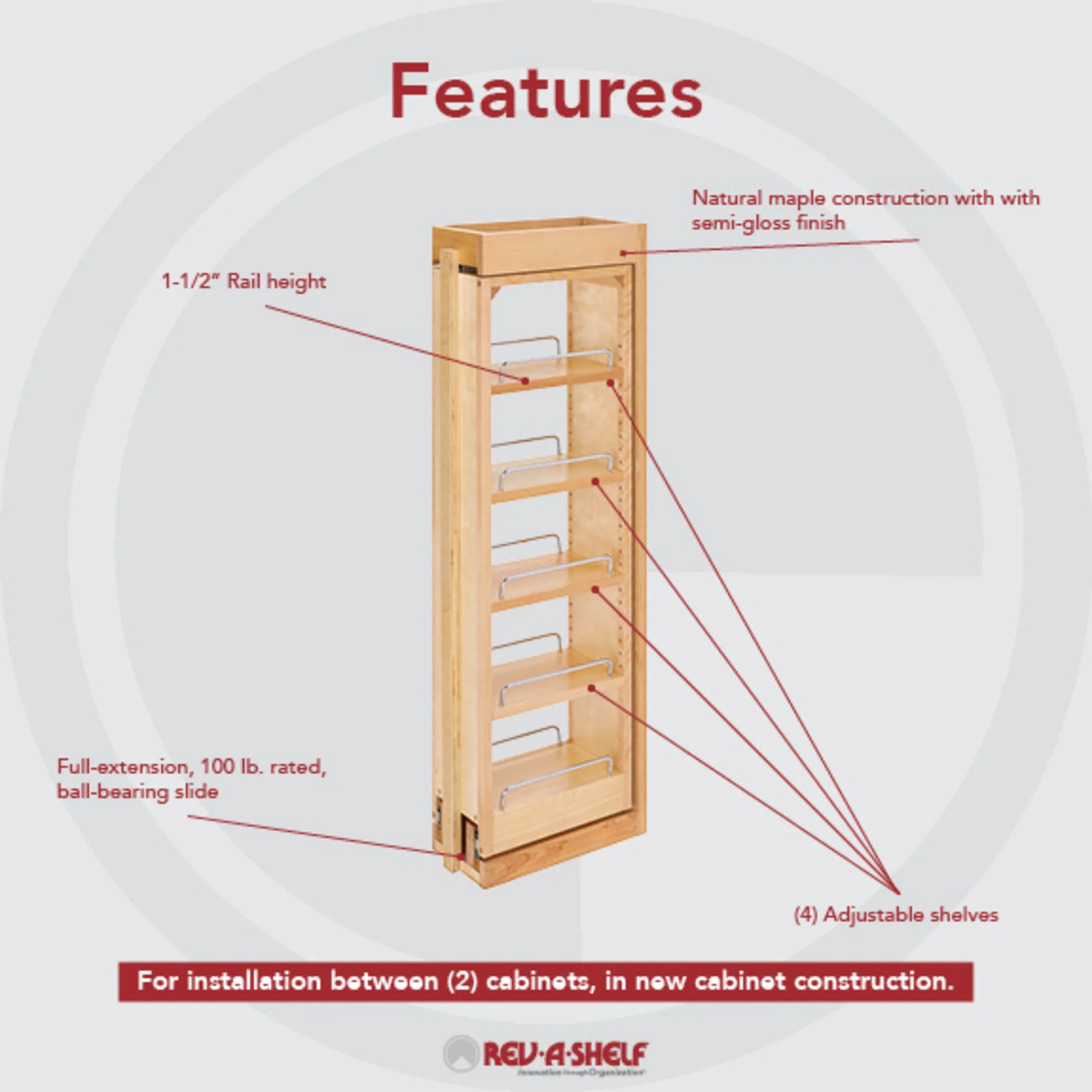 6 in. W x 36 in. H Pull-Out Between Cabinet Wall Filler Natural 6 in (152 mm) W x 11.13 in (283 mm) D x 36 in (914 mm) H