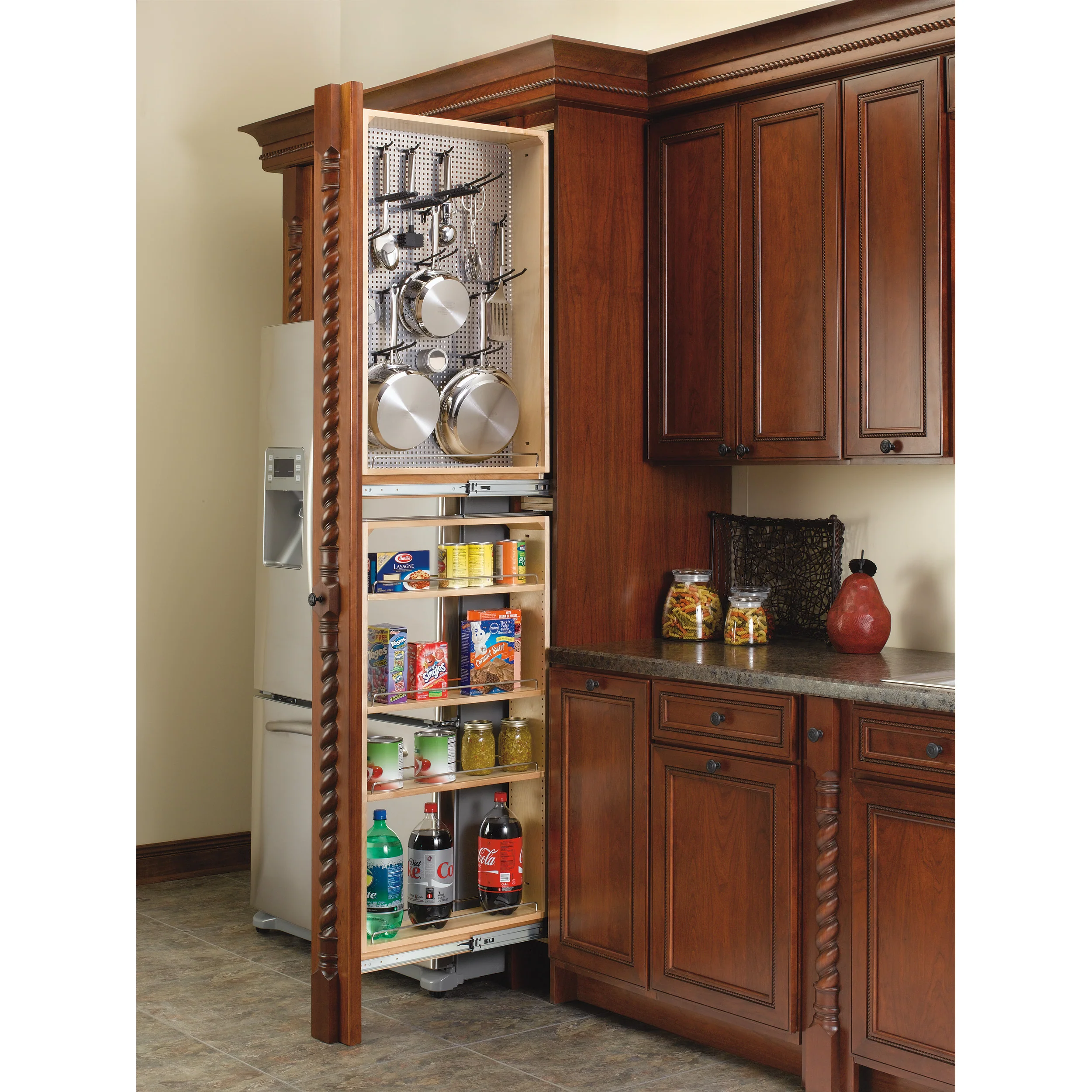 6 in W X 39 in H Stainless Steel Tall Filler Pullout L-H Natural  6 in (152 mm) W x 23 in (584 mm) D x 38.5 in (978 mm) H - Image 2