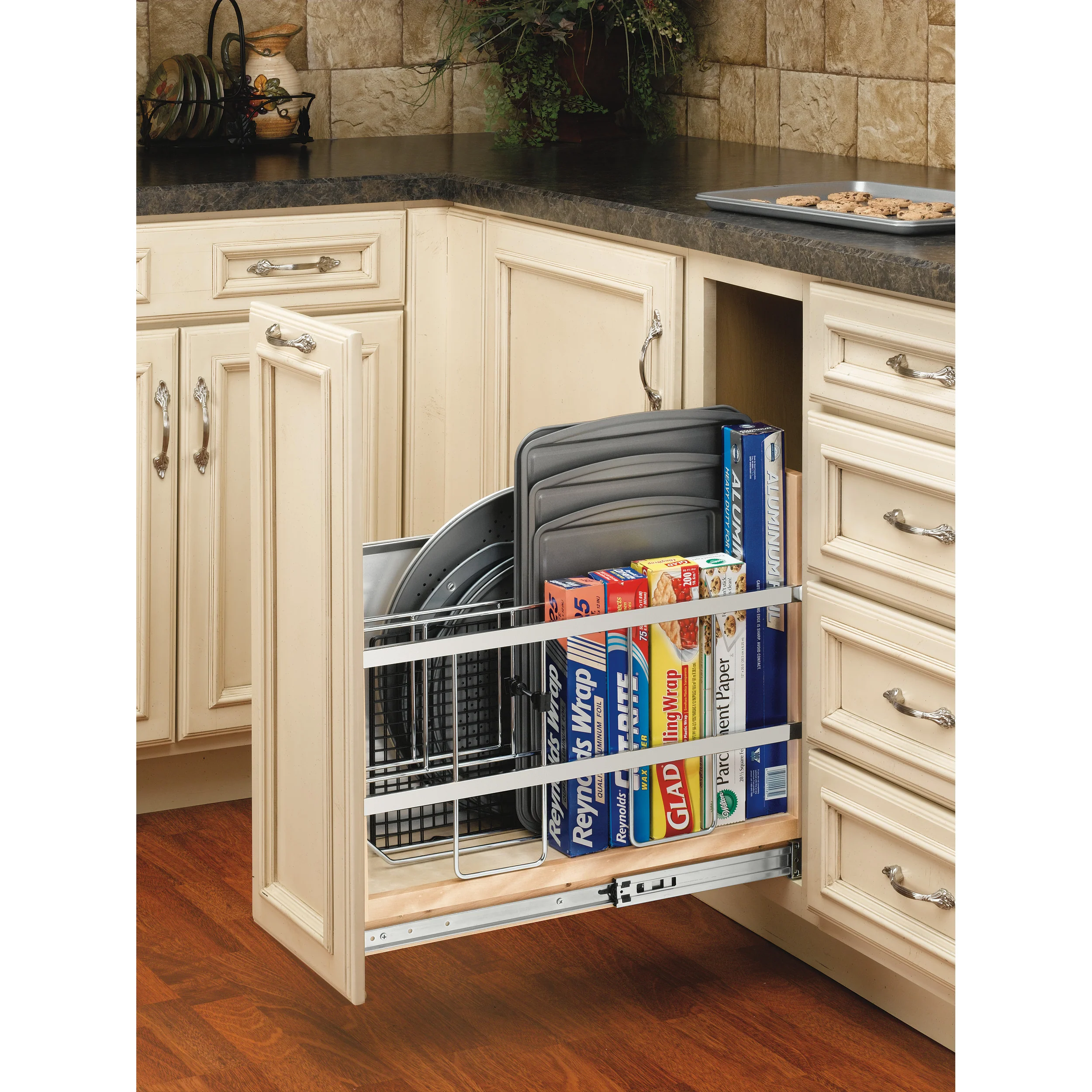 8 in Tray Divider, Foil & Wrap Organizer Soft-Close Natural  8 in (203 mm) W x 21.66 in (550 mm) D x 19.5 in (495 mm) H - Image 7