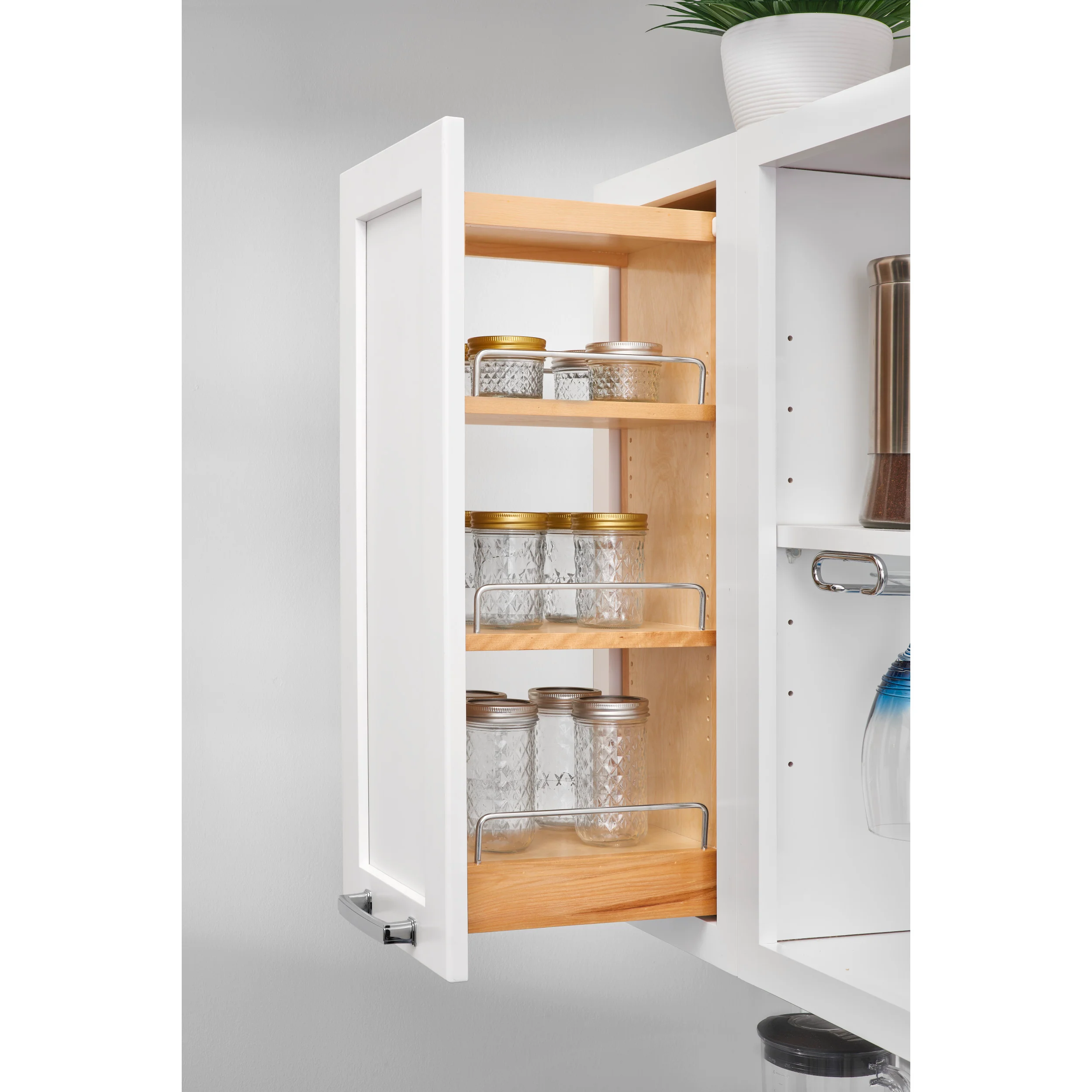 6 in Wood Pull Out Wall Organizer w/Soft Close Natural  6.5 in (165 mm) W x 10.75 in (273 mm) D x 26.15 in (664 mm) H - Image 8
