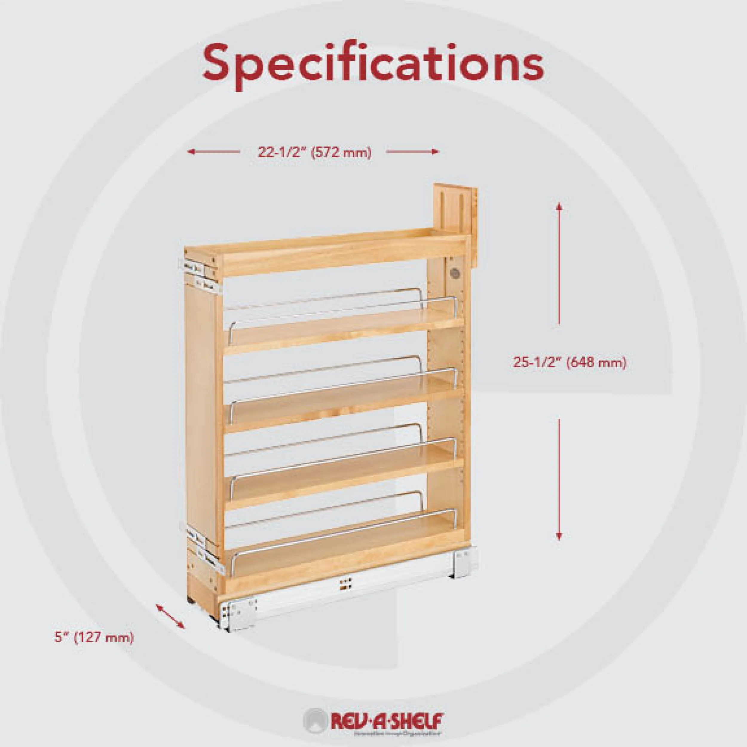 5 in Base Cabinet Organizer Soft-Close Natural  6 in (152 mm) W x 21.63 in (549 mm) D x 25.5 in (648 mm) H - Image 6