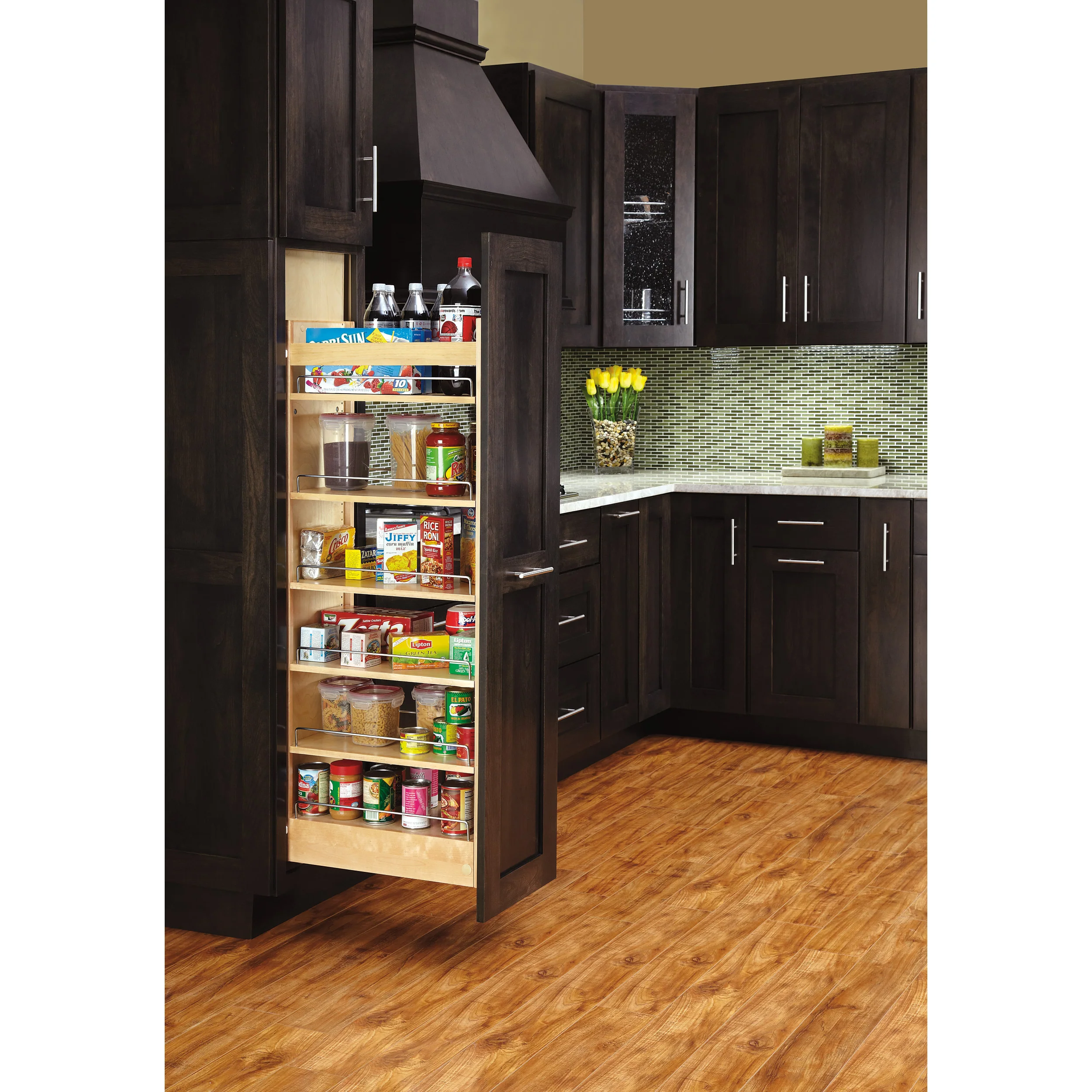 5 in W x 58 in H Wood Pantry Pullout Soft Close Natural  5 in (127 mm) W x 22 in (559 mm) D x 58.25 in (1480 mm) H - Image 9