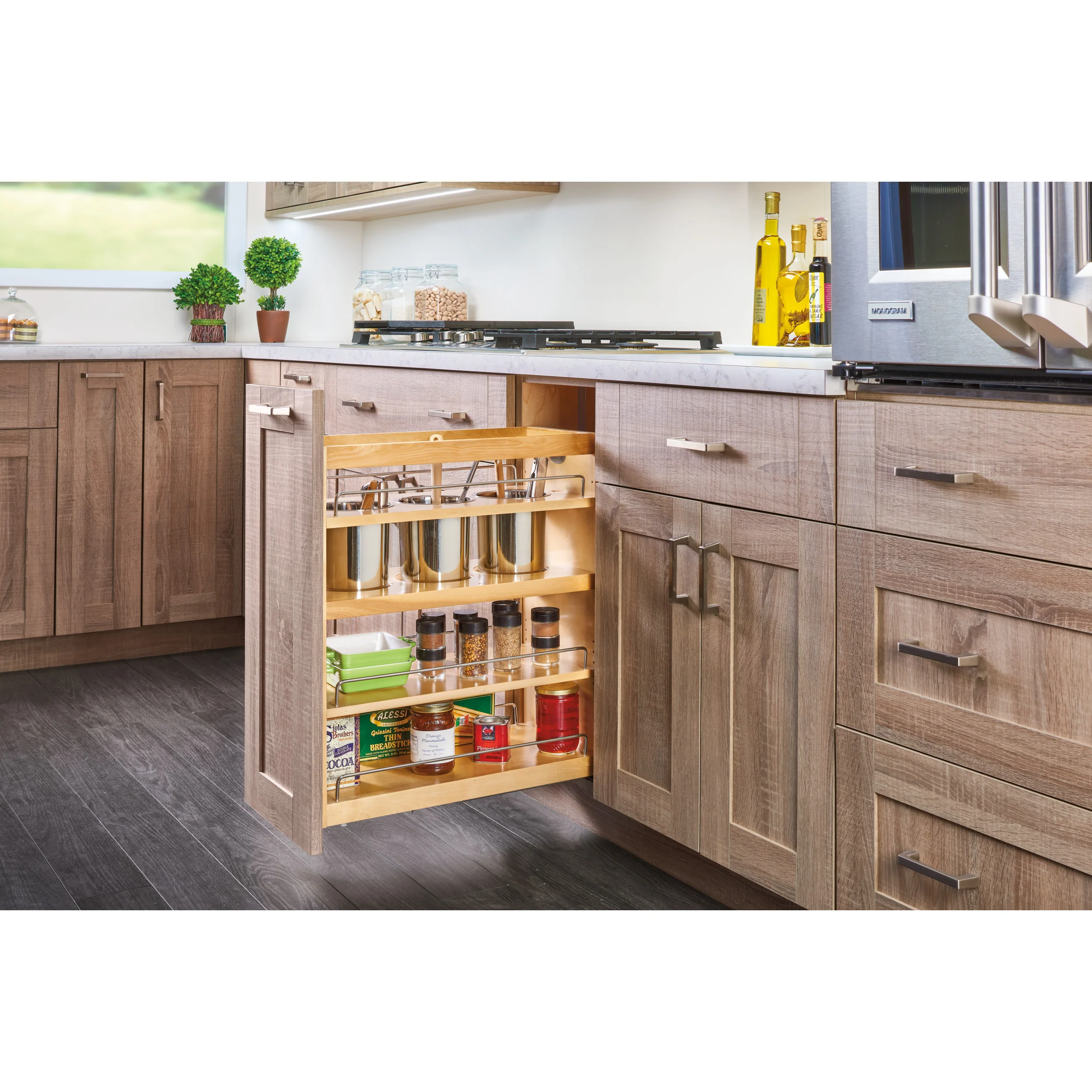 7.5 in Base Cabinet Organizer w/ 3 Utensil Bins Natural  7.5 in (191 mm) W x 21.81 in (554 mm) D x 25.25 in (641 mm) H - Image 4