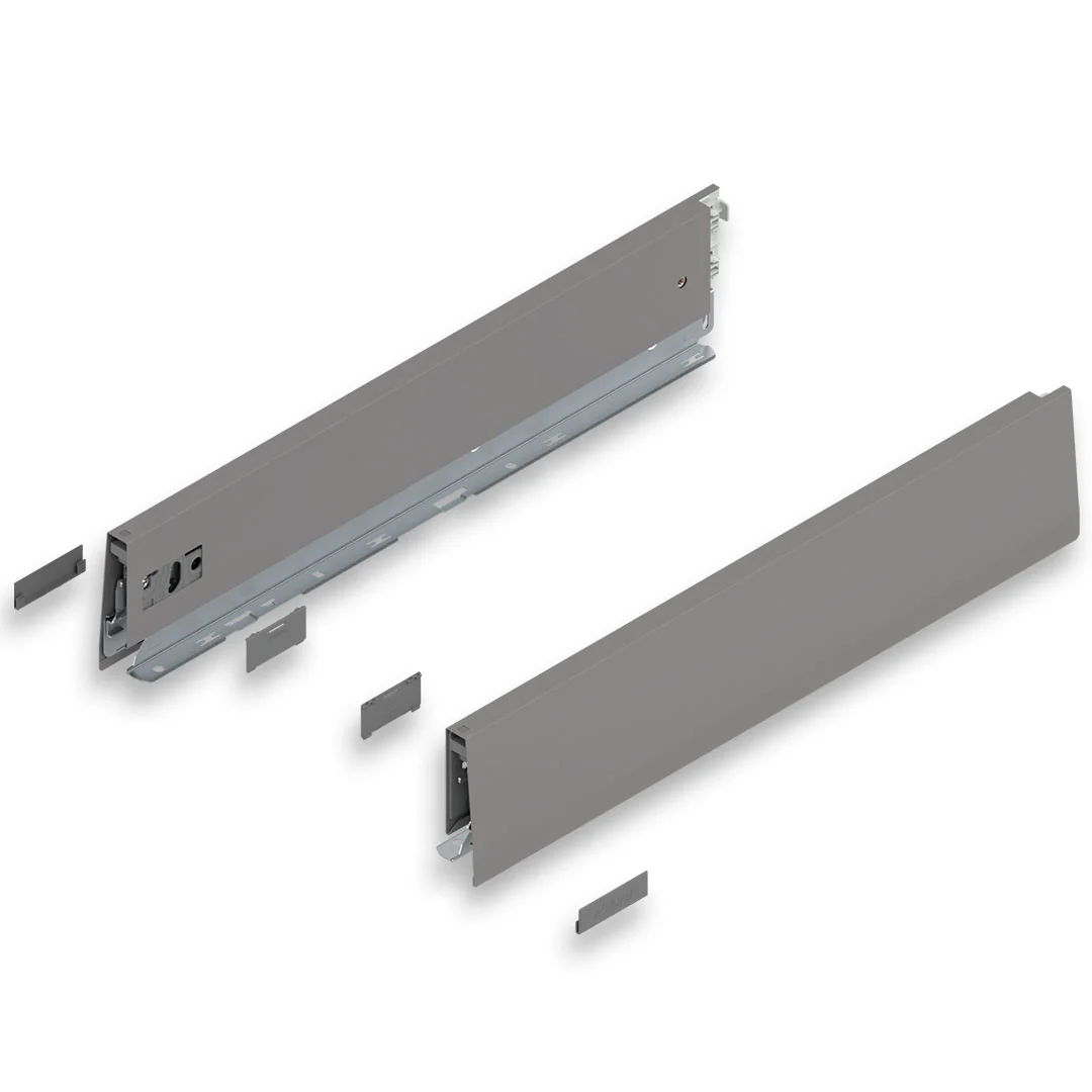 MERIVOBOX INDIUM GRAY drawer side, height M (91 mm), NL=450 mm, right+left