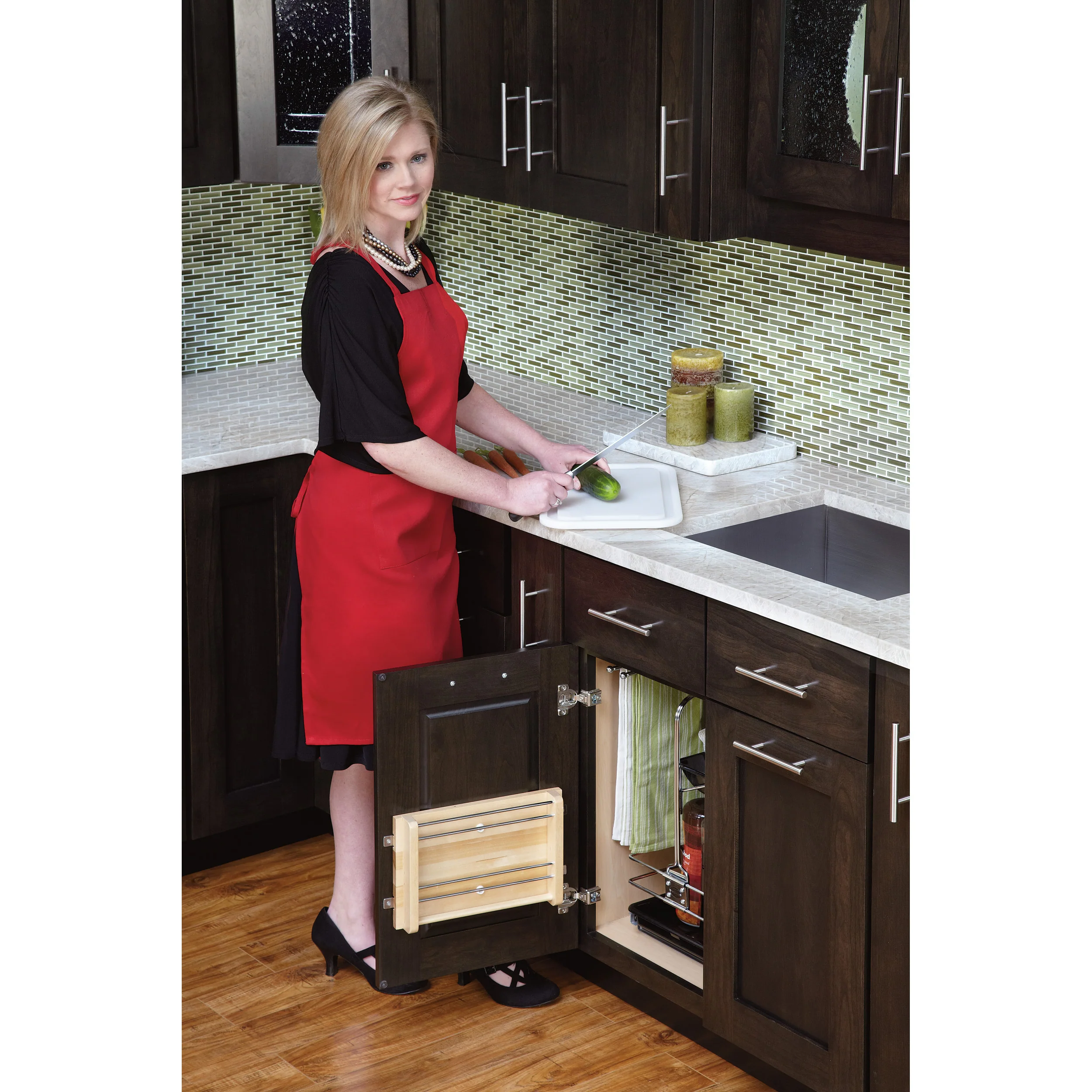 Door mount Polymer Cutting Board Natural  14.75 in (375 mm) W x 2 in (51 mm) D x 16.44 in (418 mm) H - Image 7