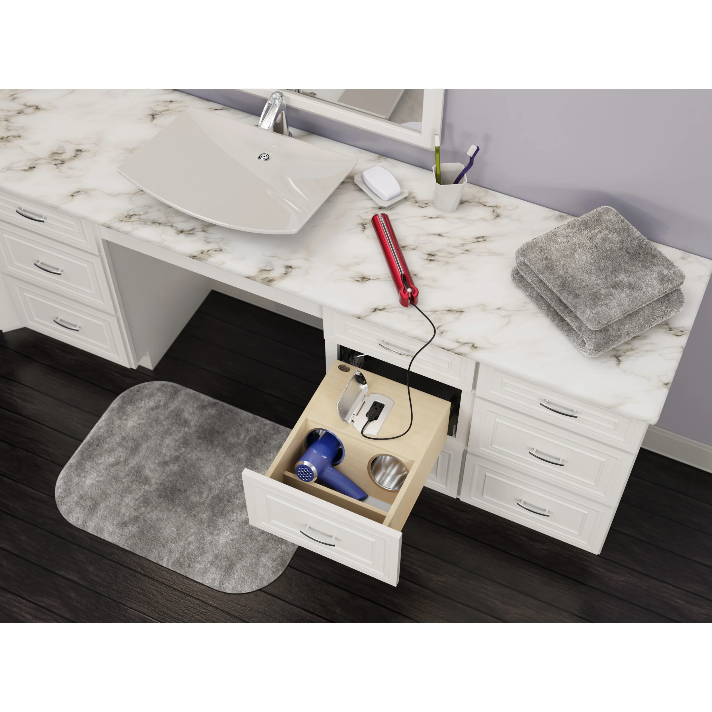 15 in Vanity Outlet Drawer Natural for 18"  16.5 in (419 mm) W x 20.11 in (511 mm) D x 8.93 in (227 mm) H