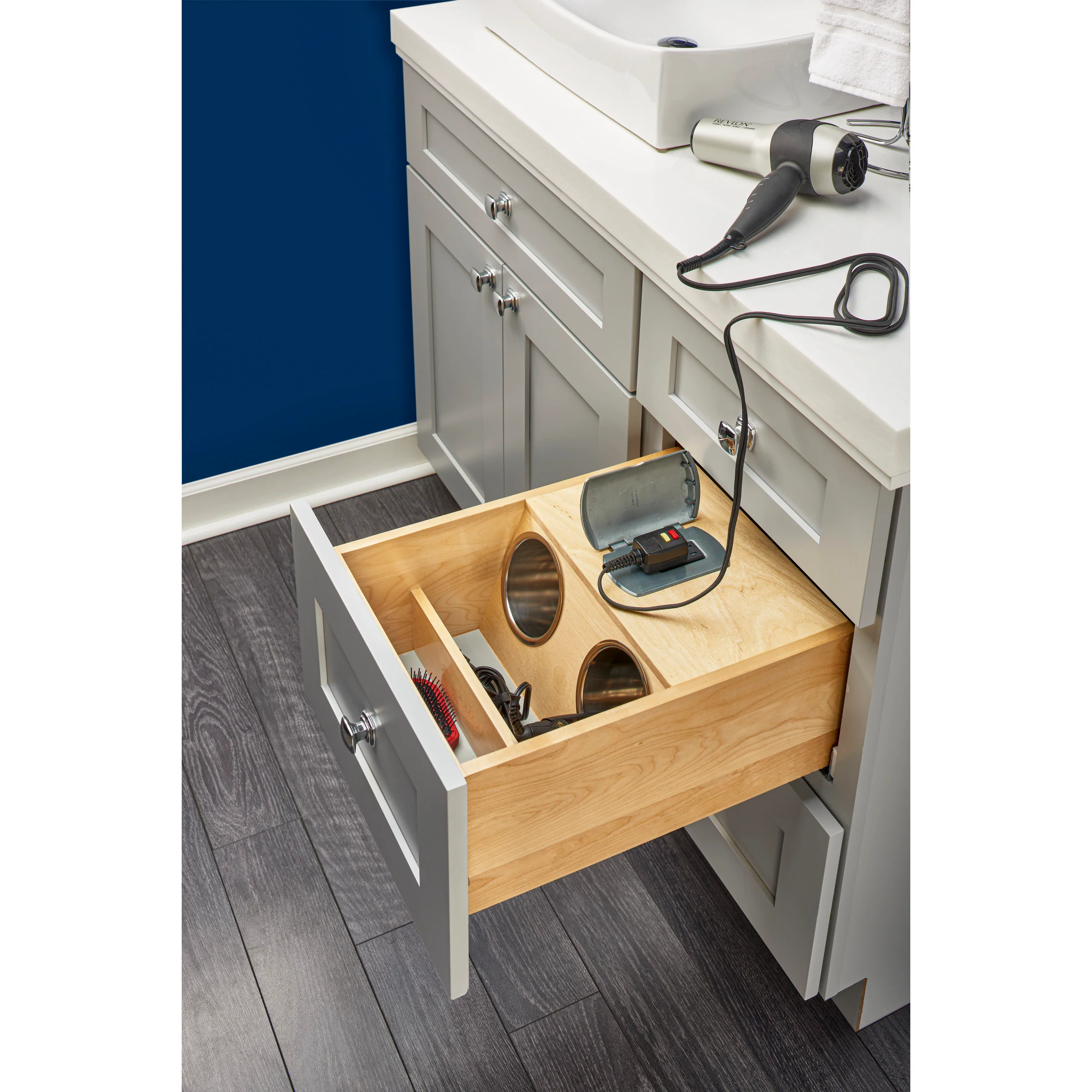 16.5 in Vanity Outlet Drawer Natural for 18".  15 in (381 mm) W x 20.81 in (529 mm) D x 8.93 in (227 mm) H - Image 2