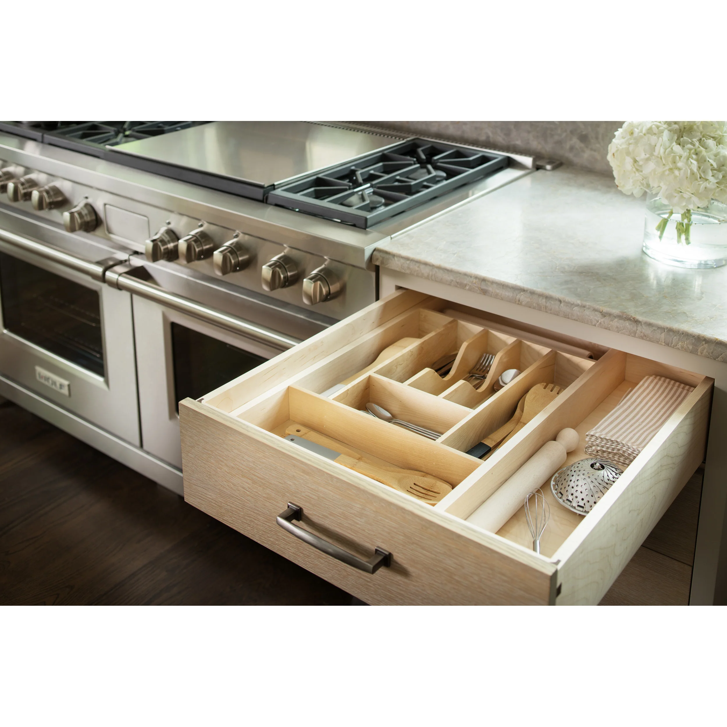 Tall Wood Cutlery Tray Insert Natural  14.63 in (372 mm) W x 22 in (559 mm) D x 2.88 in (73 mm) H - Image 5