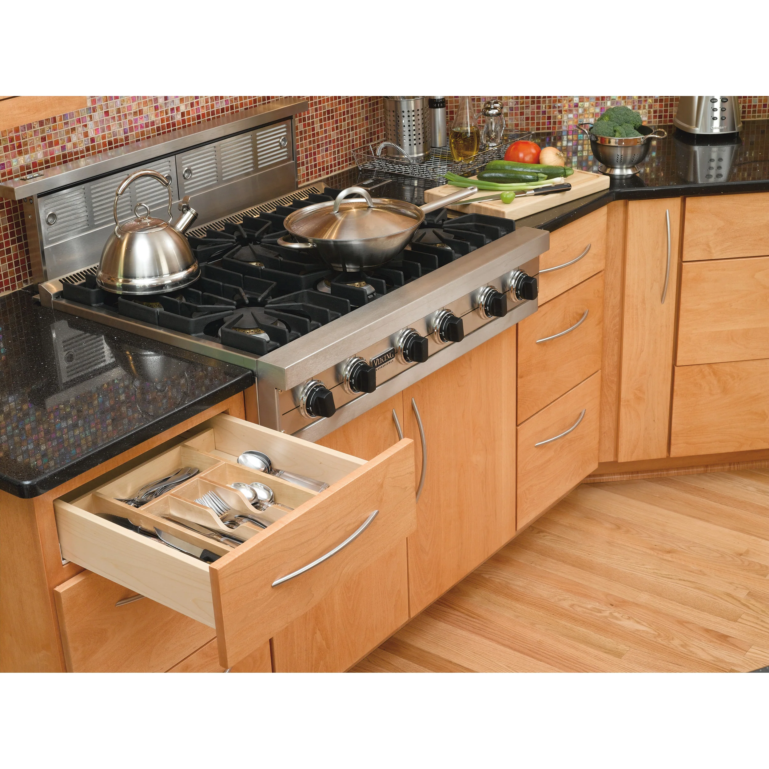 Tall Wood Cutlery Tray Insert Natural  14.63 in (372 mm) W x 22 in (559 mm) D x 2.88 in (73 mm) H - Image 6
