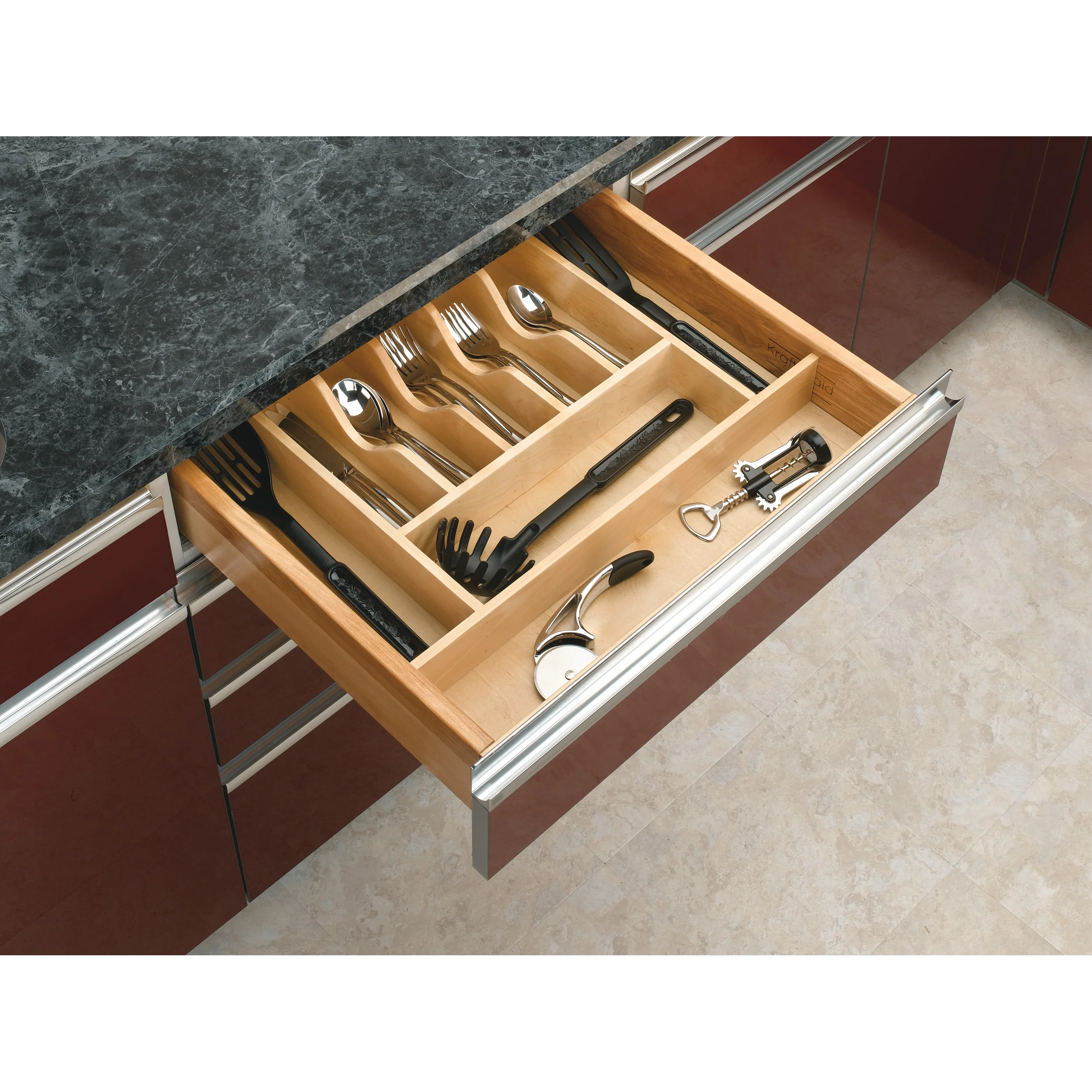 Tall Wood Cutlery Tray Insert Natural  20.63 in (524 mm) W x 22 in (559 mm) D x 2.88 in (73 mm) H - Image 4