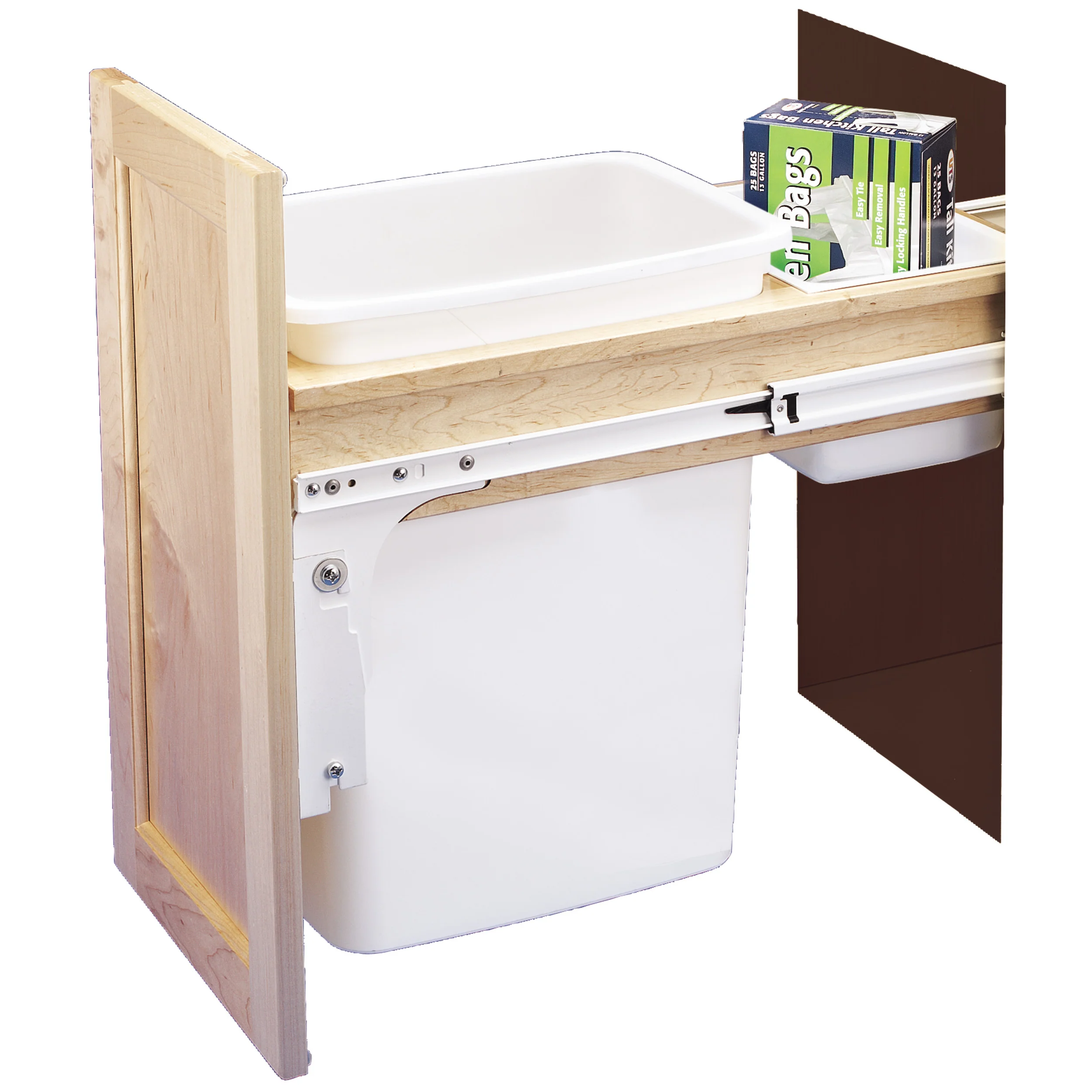 35 Qrt Top mount Waste Container (1-1/2" faceframe) Natural  12 in (305 mm) W x 22.75 in (578 mm) D x 17.88 in (454 mm) H