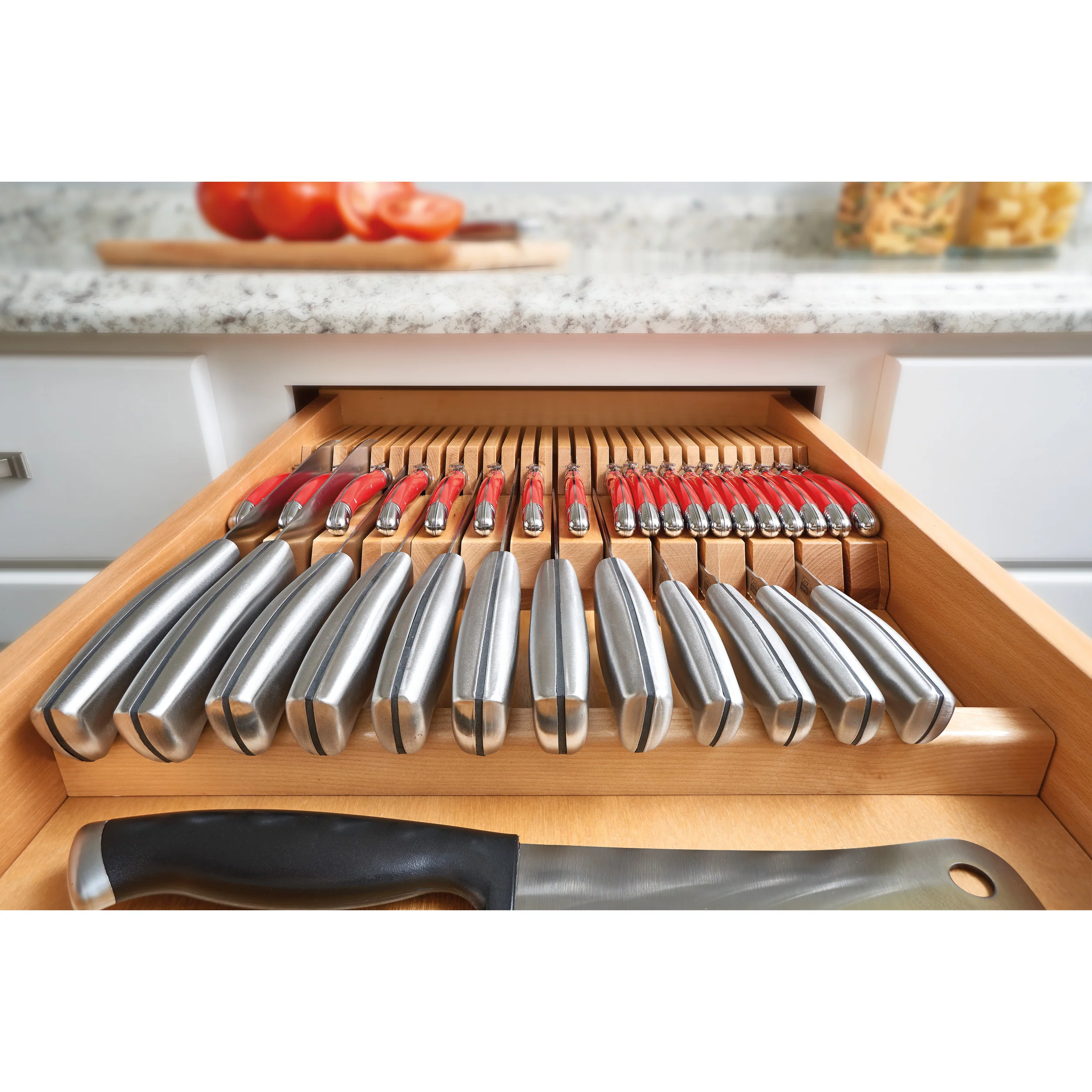 Double Knife Block Drawer Insert-Wood Natural  18.5 in (470 mm) W x 22 in (559 mm) D x 2 in (51 mm) H - Image 6