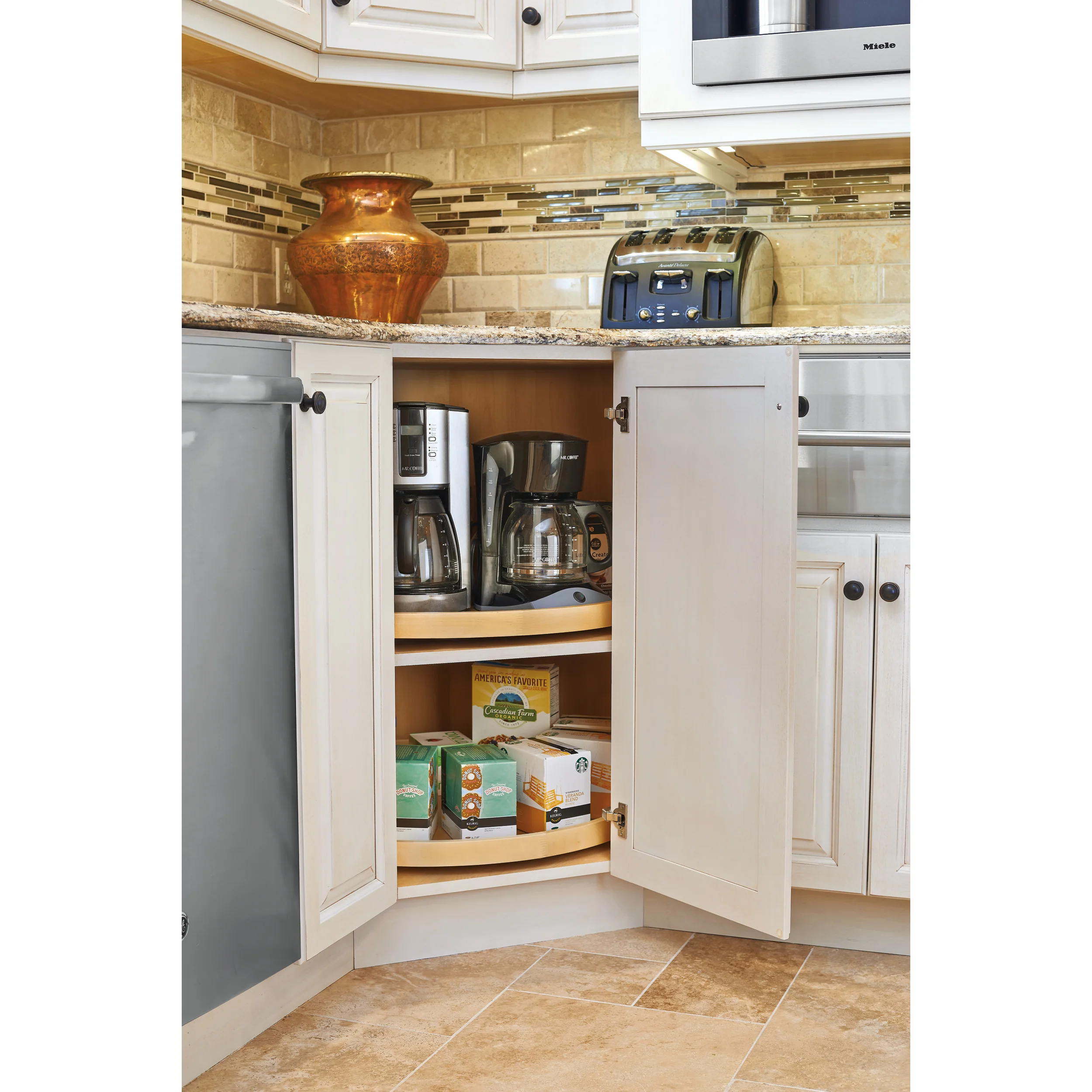 20 in Wood Full Circle Lazy Susan w/Swivel Bearing Natural 20 in (508 mm) W x 20 in (508 mm) D x 2.38 in (60 mm) H - Image 4