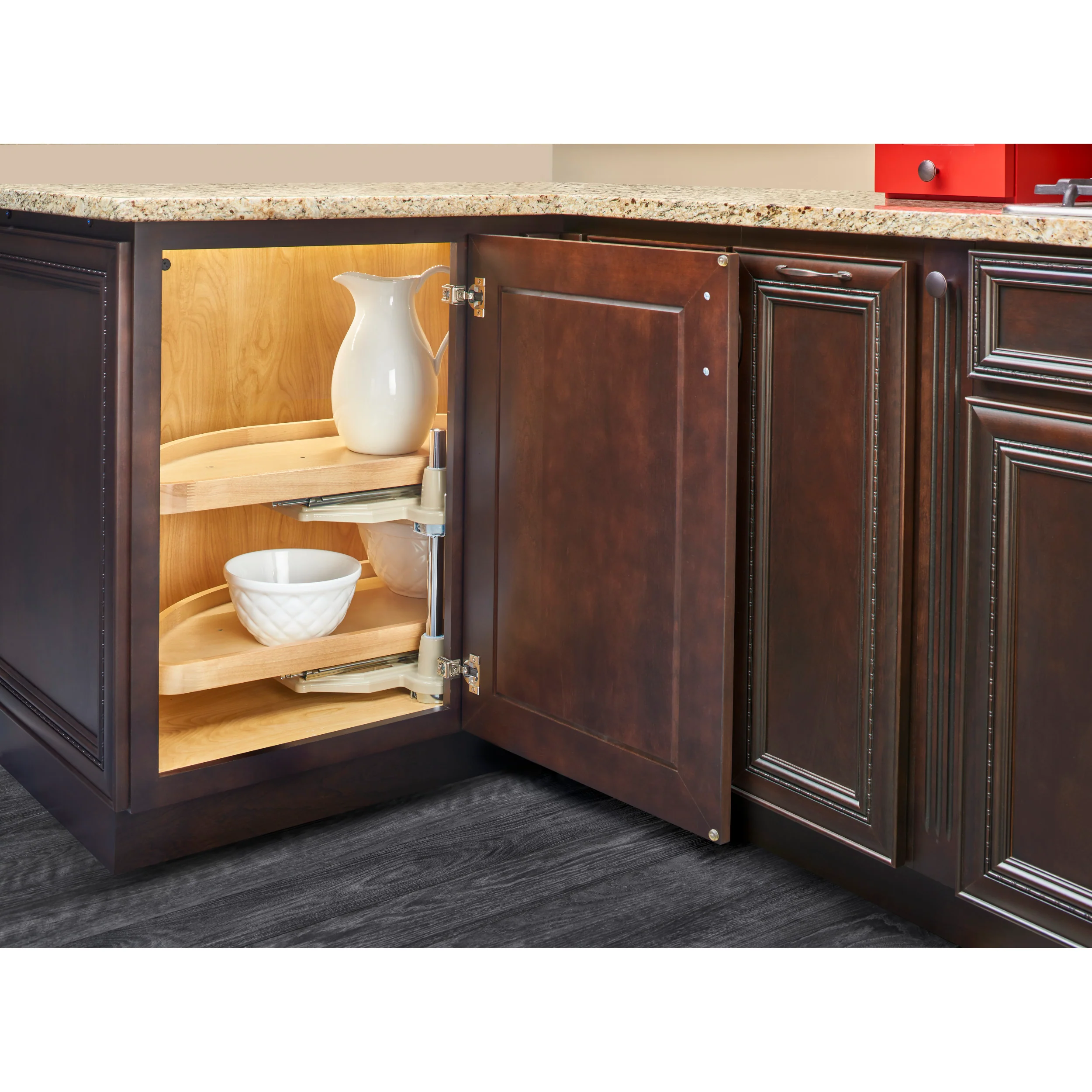 32 in Wood Half Moon Lazy Susans 2-Tier Natural 12 in (305 mm) W x 32 in (813 mm) D x 18 in (457 mm) H - Image 2