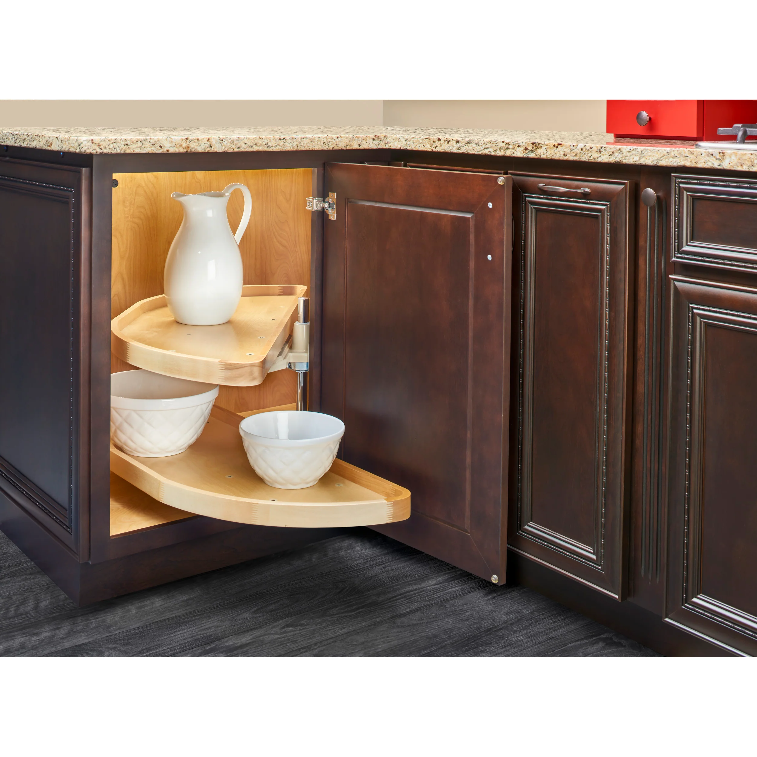 35 in Wood Half Moon Lazy Susans 2-Tier Natural  15 in (381 mm) W x 35 in (889 mm) D x 18 in (457 mm) H - Image 5