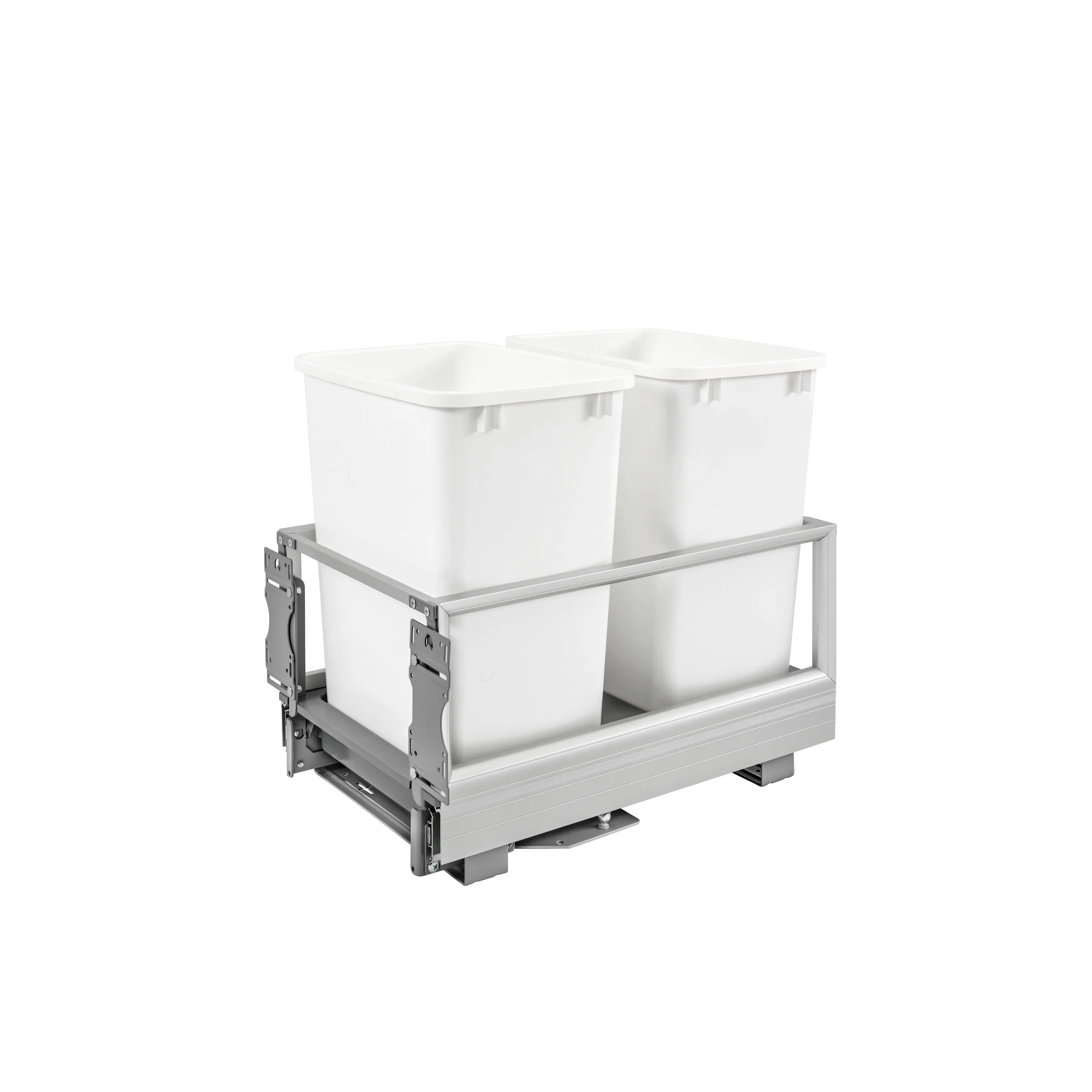 Double 35 Qrt Pull-Out Waste Container w/Rev-A-Motion White  14.19 in (360 mm) W x 22 in (559 mm) D x 19.5 in (495 mm) H - Image 3