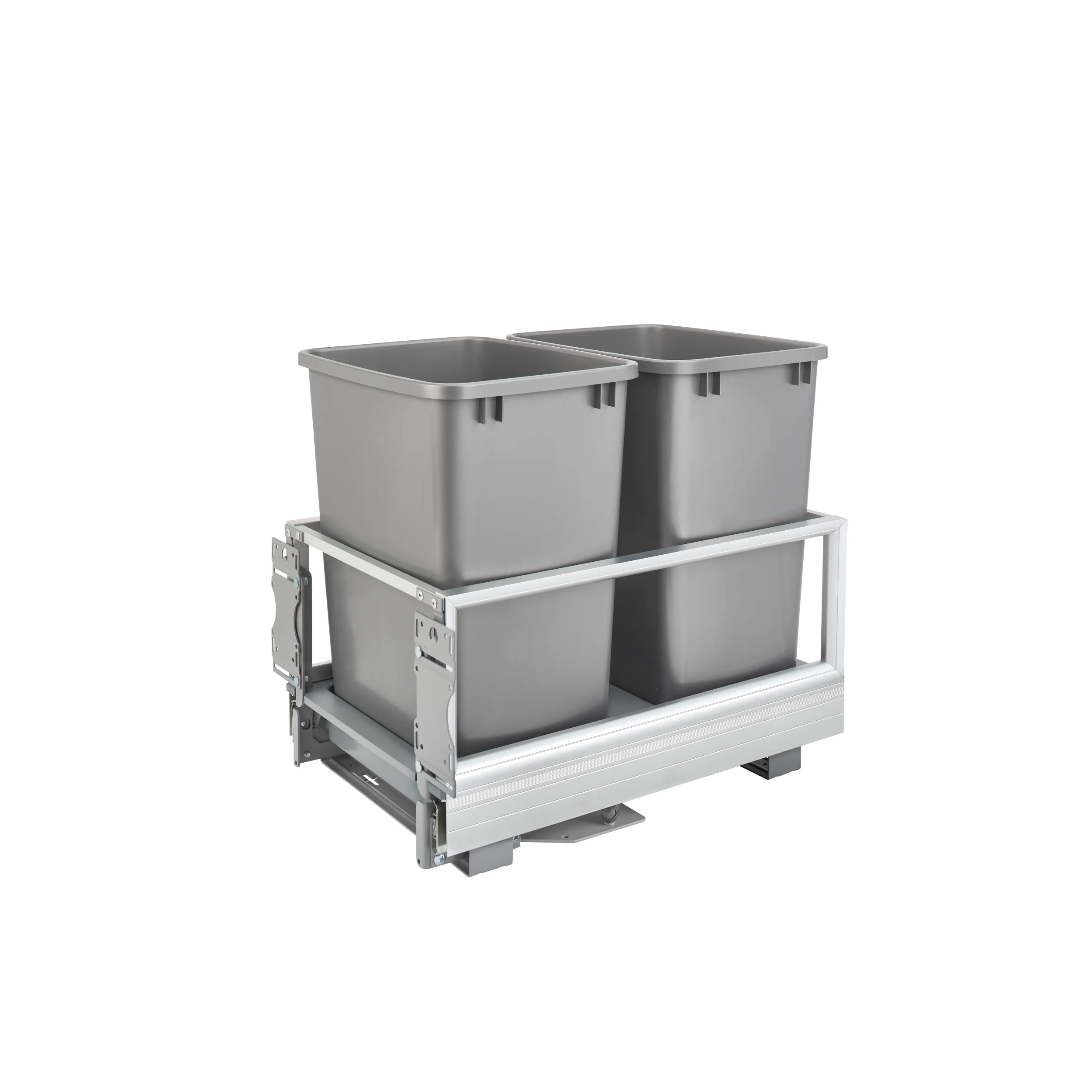 Double 35 Qrt Pull-Out Waste Container w/Rev-A-Motion Silver  14.2 in (361 mm) W x 22 in (559 mm) D x 19.5 in (495 mm) H - Image 4