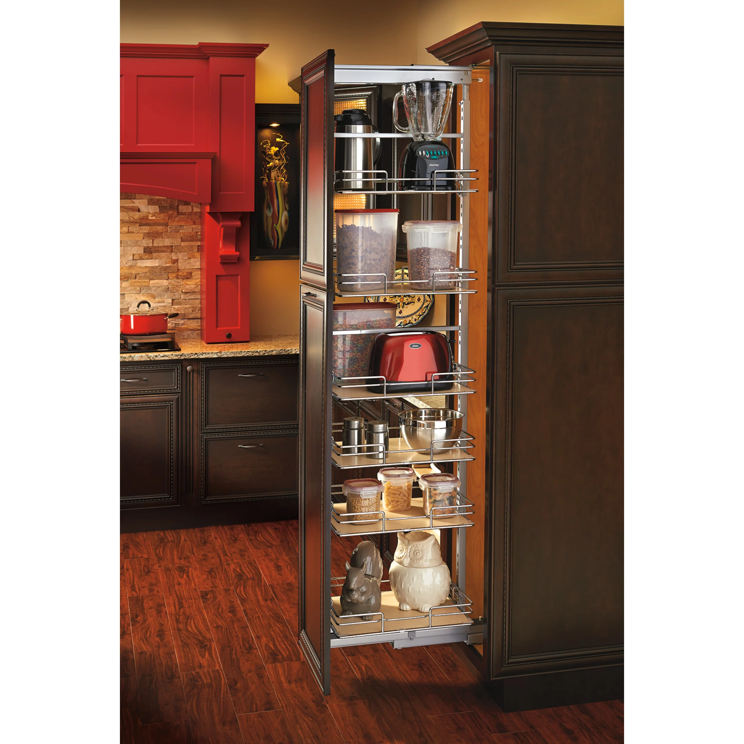 14 in Tall Pullout Maple Pantry w/Soft-Close Chrome  14.5 in (368 mm) W x 19.5 in (495 mm) D x 59.5 in (1511 mm) H - Image 2