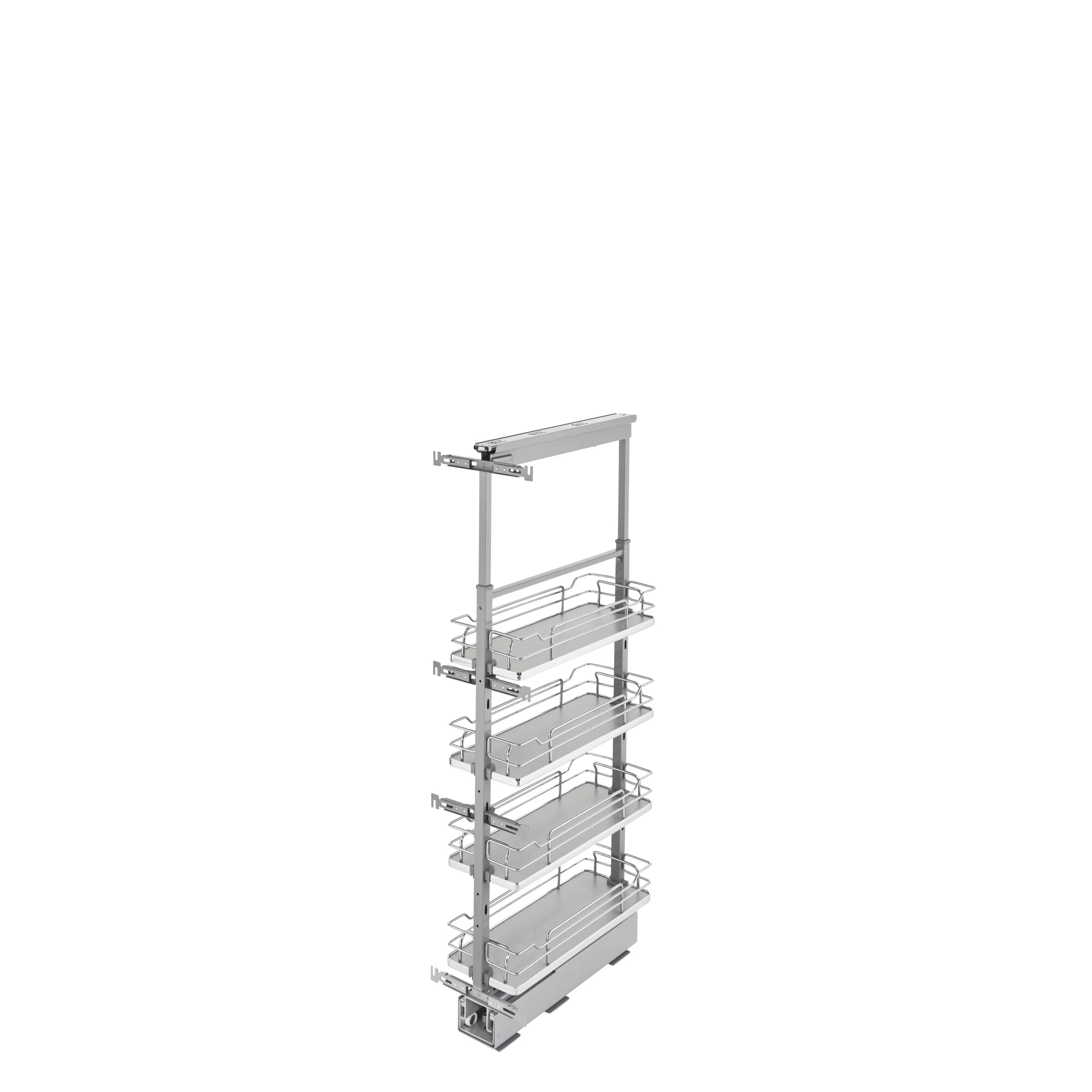 8 in Chrome Solid Bottom Pantry Pullout Soft Close Gray  8.25 in (210 mm) W x 21.69 in (551 mm) D x 43.41 in (1103 mm) H - Image 2