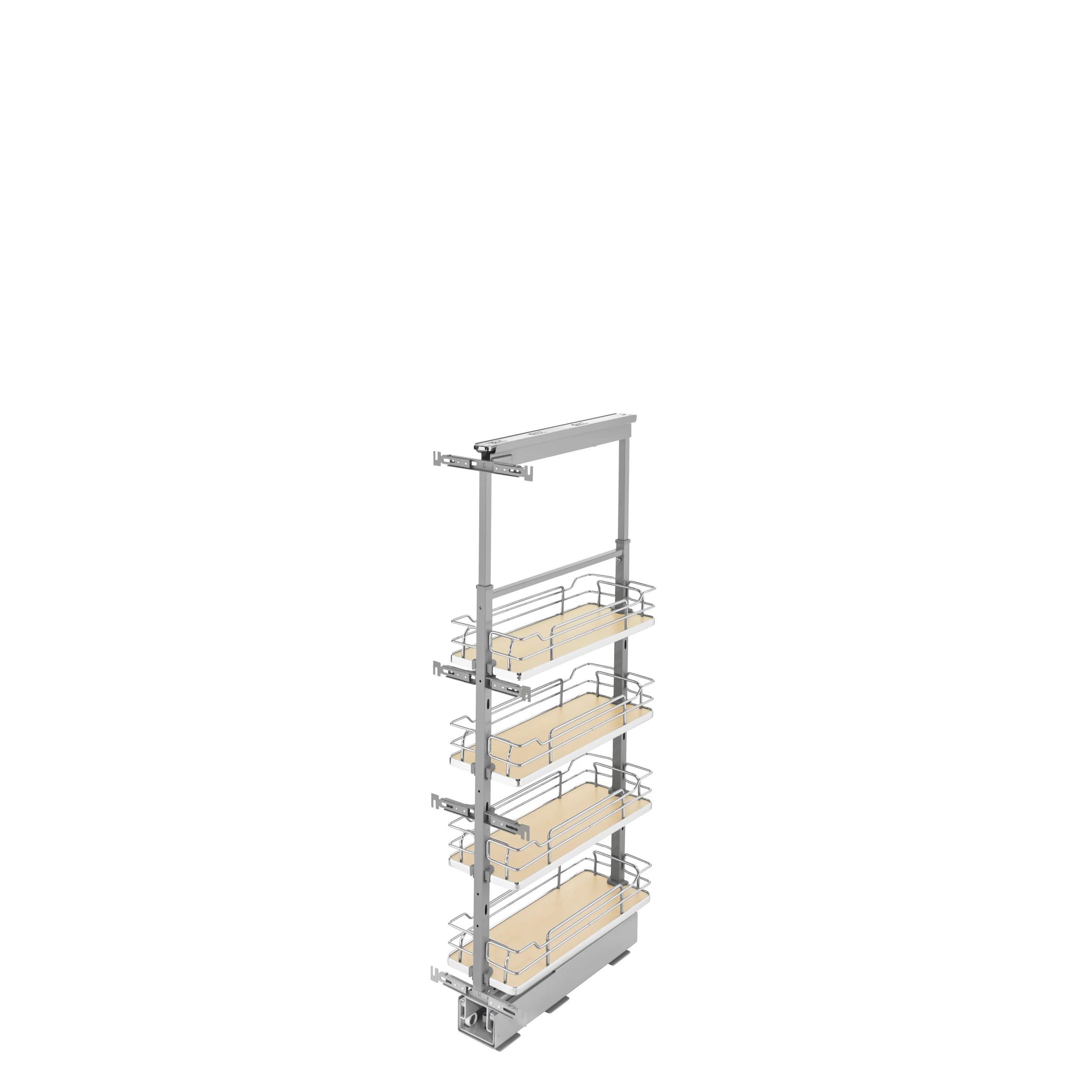 8 in Chrome Solid Bottom Pantry Pullout Soft Close Natural  8.25 in (210 mm) W x 21.69 in (551 mm) D x 43.41 in (1103 mm) H - Image 2