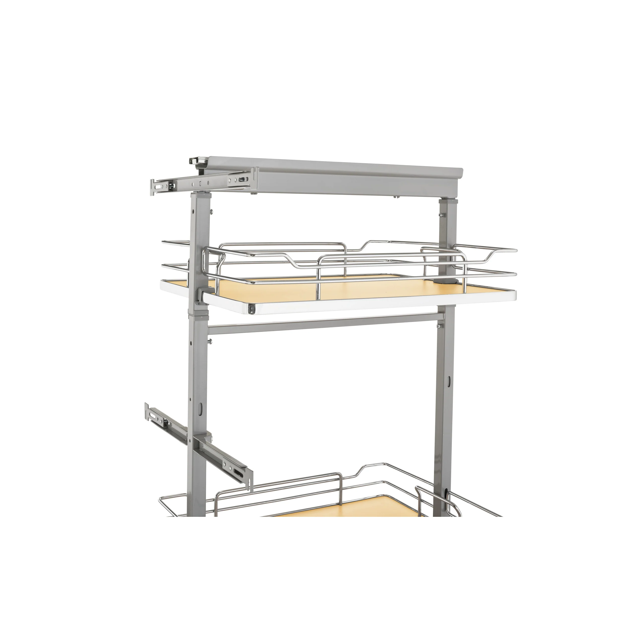 8 in Chrome Solid Bottom Pantry Pullout Soft Close Natural  8.25 in (210 mm) W x 21.69 in (551 mm) D x 43.41 in (1103 mm) H - Image 4