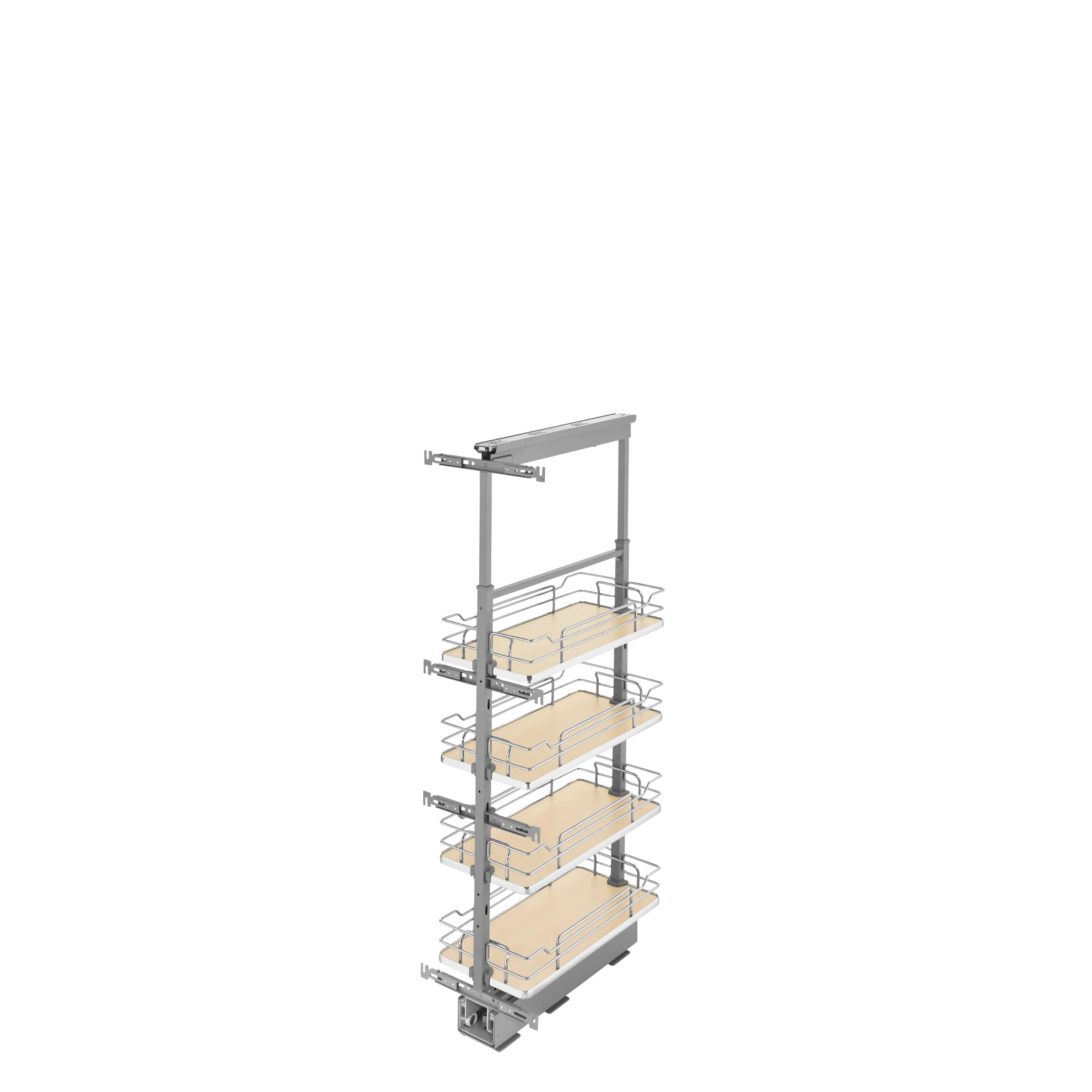 10 in Chrome Solid Bottom Pantry Pullout Soft Close Natural  10.25 in (260 mm) W x 21.69 in (551 mm) D x 43.41 in (1103 mm) H - Image 2