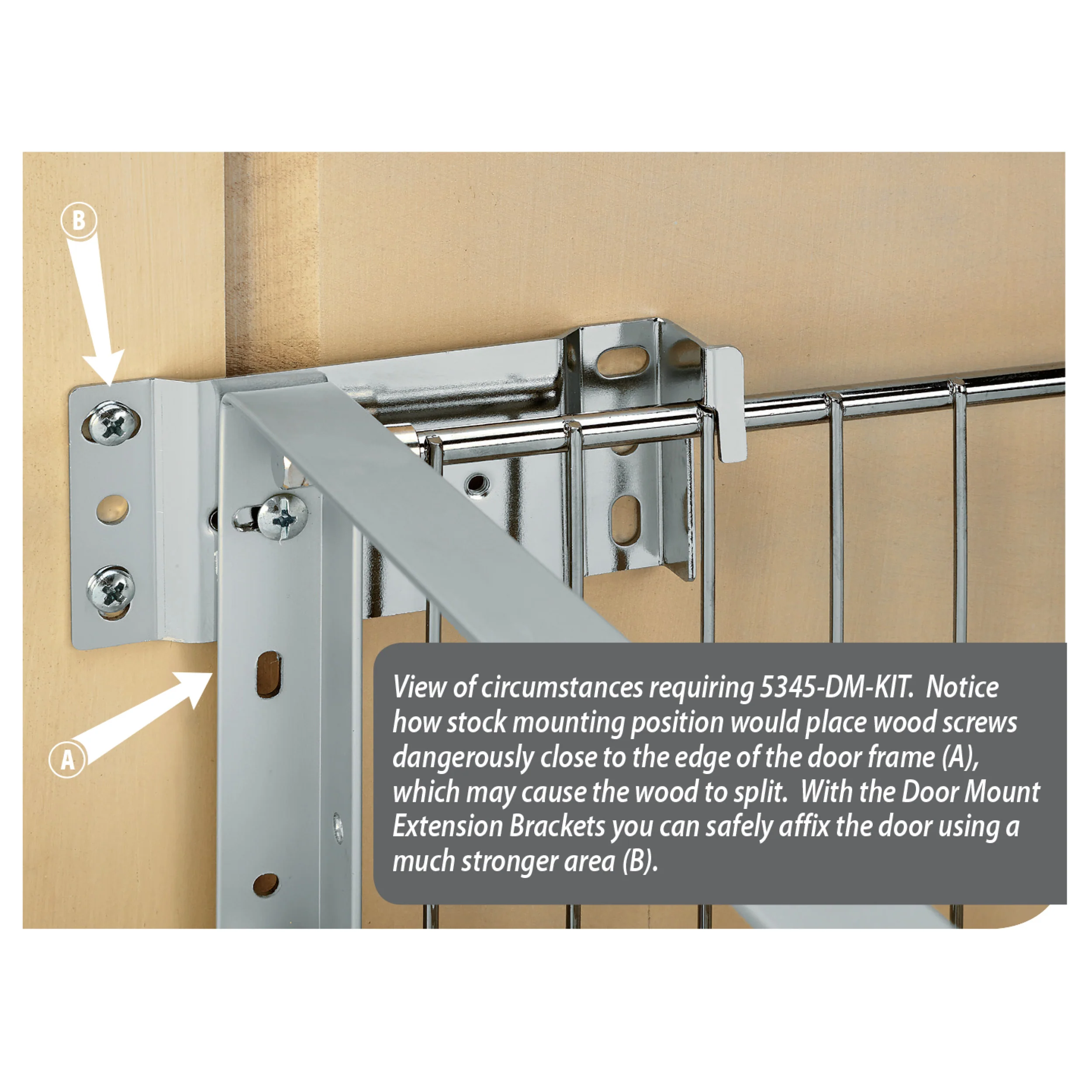 Door mount Extender Kit Metallic Silver  1.5 in (38 mm) W x 2.15 in (55 mm) D x 8 in (203 mm) H - Image 3