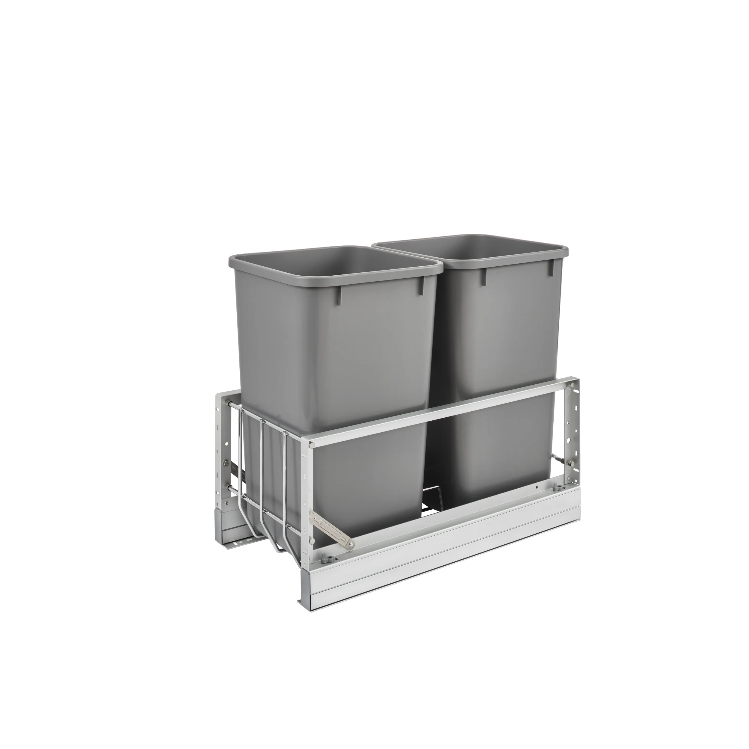 Aluminum Pull Out Double Trash/Waste Container w/Soft Close (11-21/32" W x 22-3/32" D x 18-29/32" H)