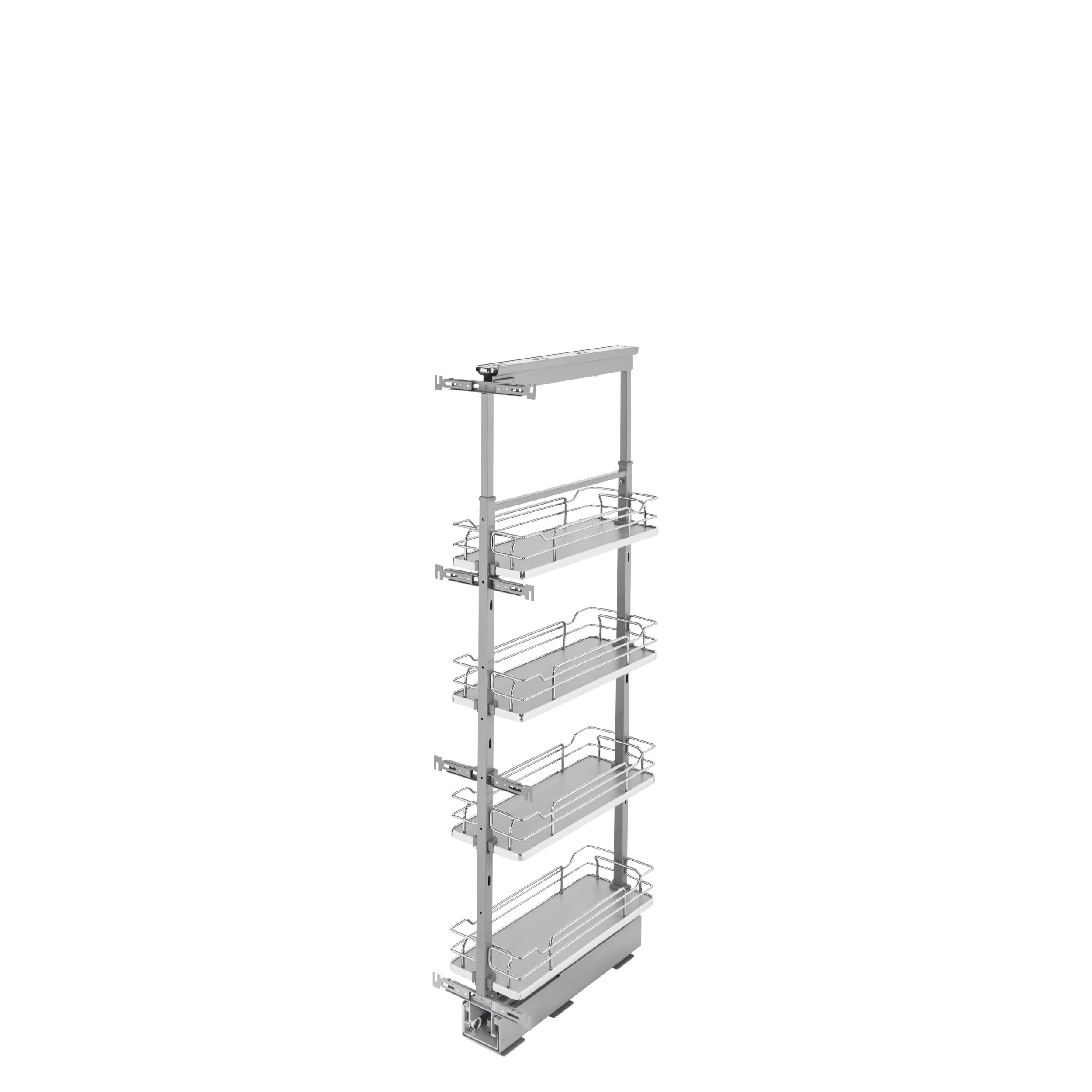 8 in Chrome Solid Bottom Pantry Pullout Soft Close Gray  8.25 in (210 mm) W x 21.69 in (551 mm) D x 50.75 in (1289 mm) H - Image 6