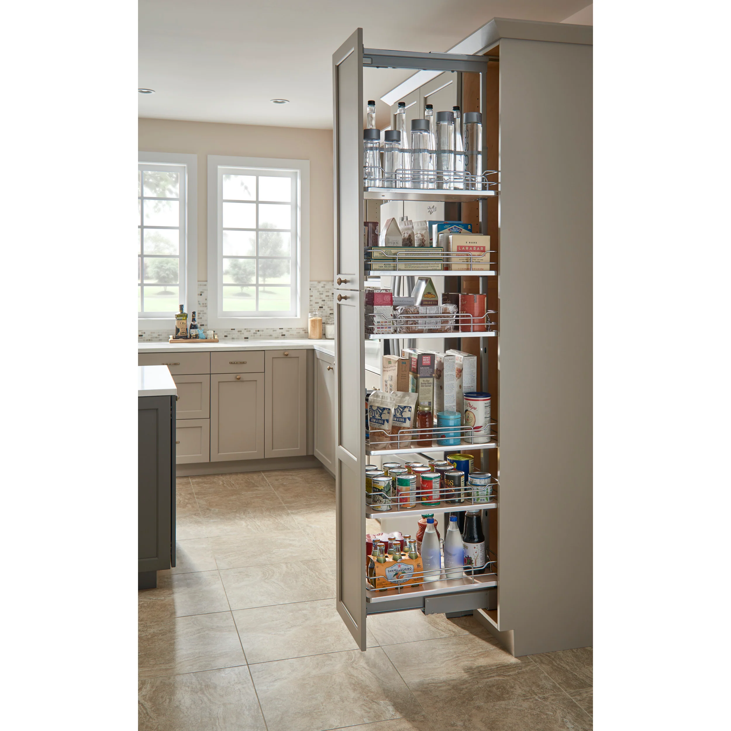 13 in Chrome Solid Bottom Pantry Pullout Soft Close Natural  13.25 in (337 mm) W x 21.69 in (551 mm) D x 58.25 in (1480 mm) H - Image 6