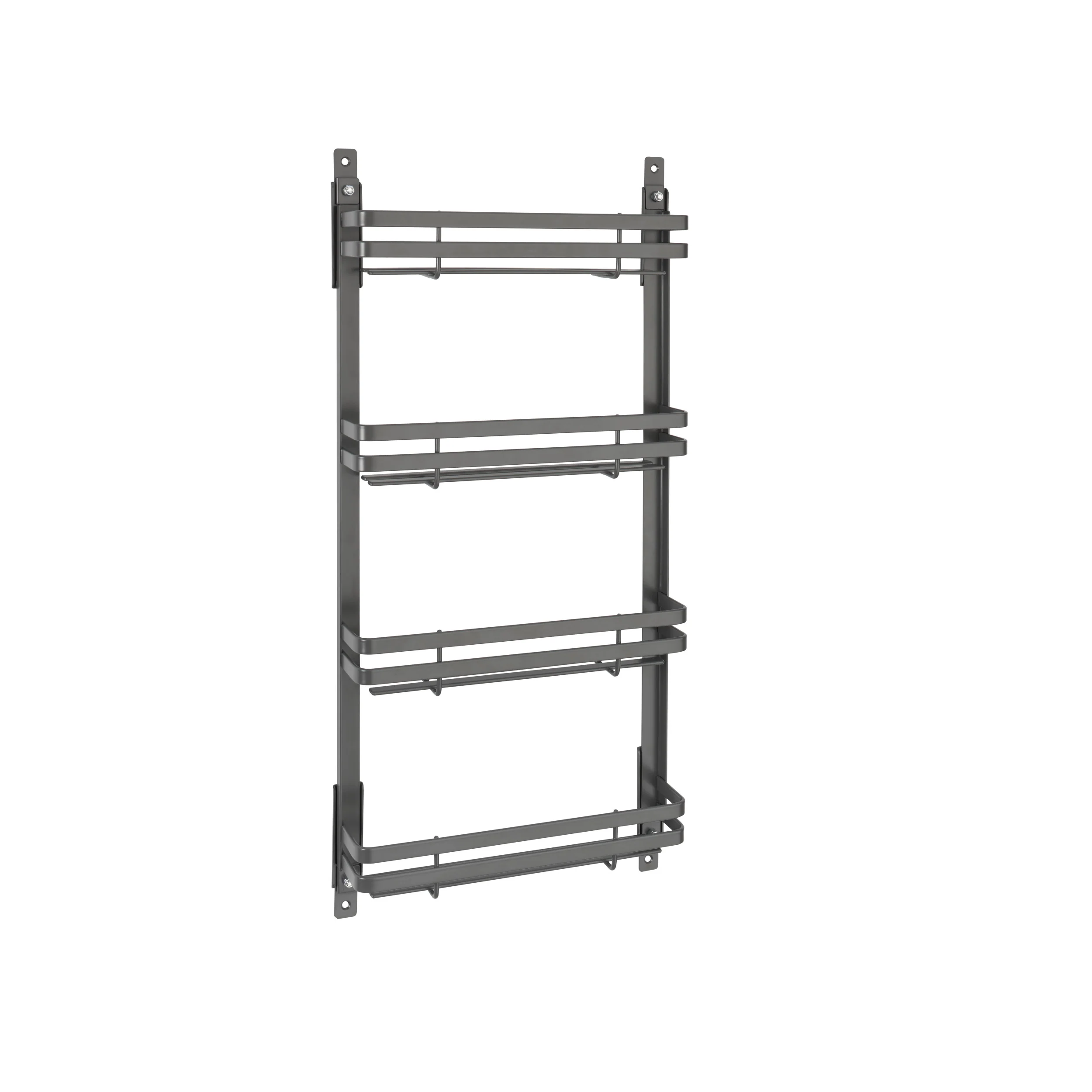 Medium Flat Metal Door mount Spice Rack Orion Gray  10.63 in (270 mm) W x 2.48 in (63 mm) D x 23.35 in (593 mm) H - Image 2