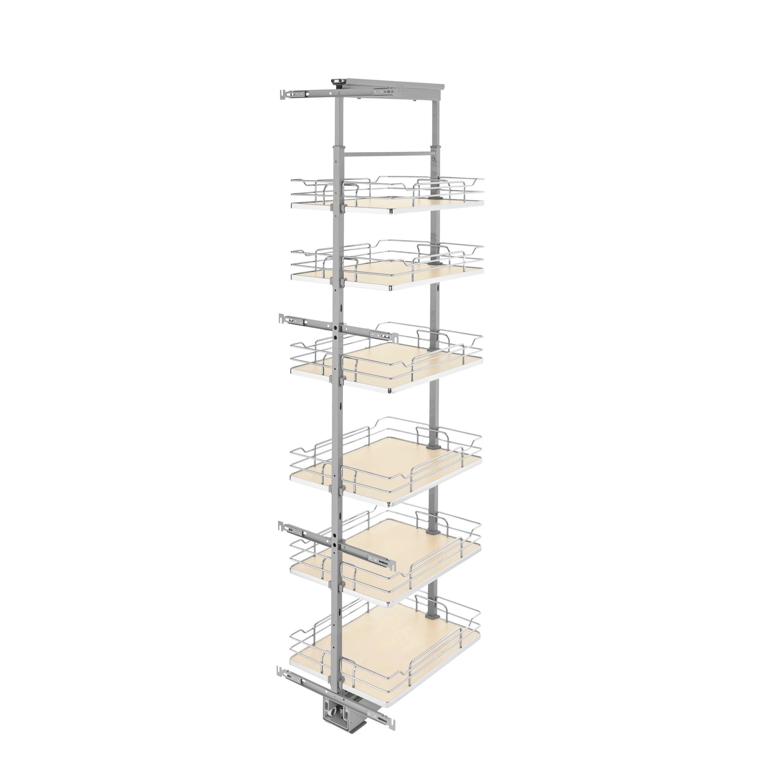 16 in Chrome Solid Bottom Pantry Pullout Soft Close Natural  16.25 in (413 mm) W x 21.69 in (551 mm) D x 73.63 in (1870 mm) H - Image 2