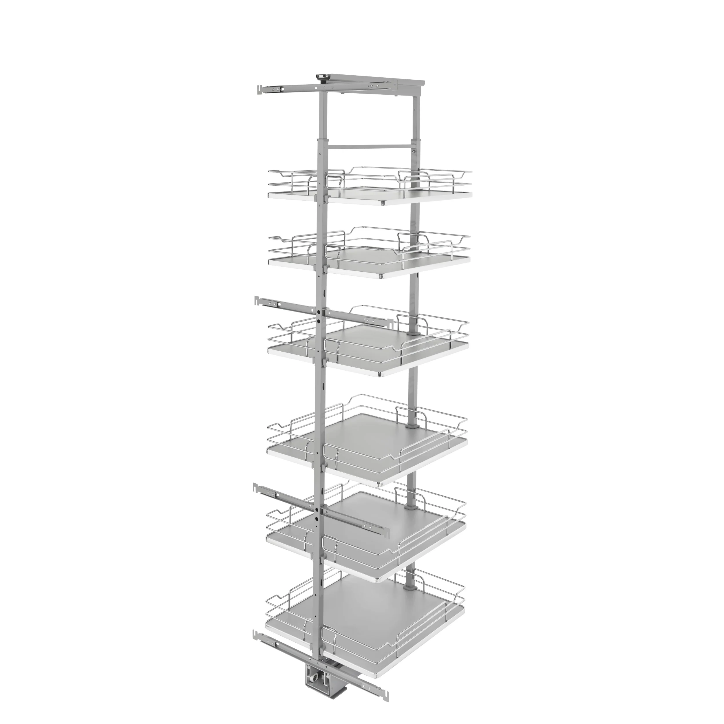 19 in Chrome Solid Bottom Pantry Pullout Soft Close Gray  19.25 in (489 mm) W x 21.69 in (551 mm) D x 73.63 in (1870 mm) H - Image 9