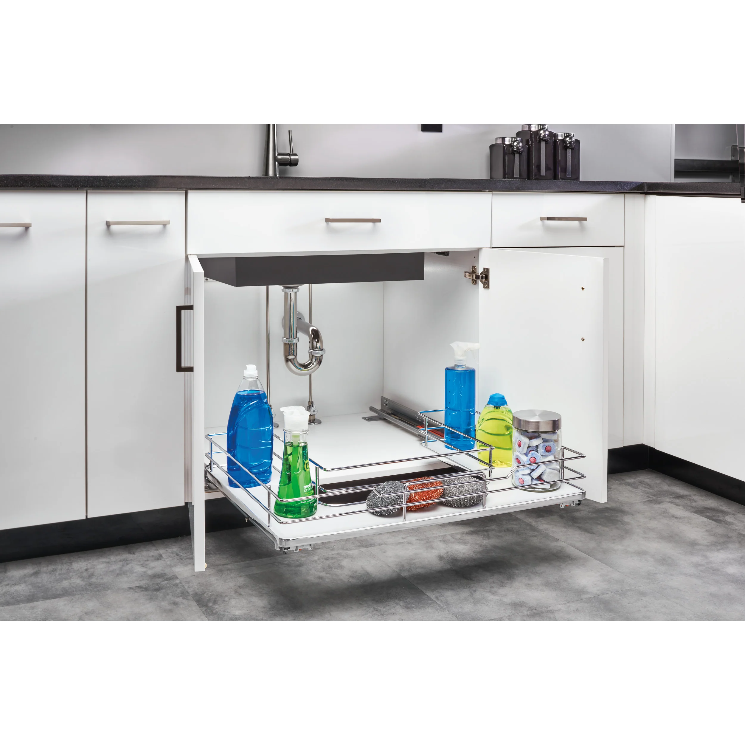 30 in Chrome U-Shaped Solid Bottom Pull Out w/Soft-Close Natural  29.5 in (749 mm) W x 22 in (559 mm) D x 5.25 in (133 mm) H - Image 7