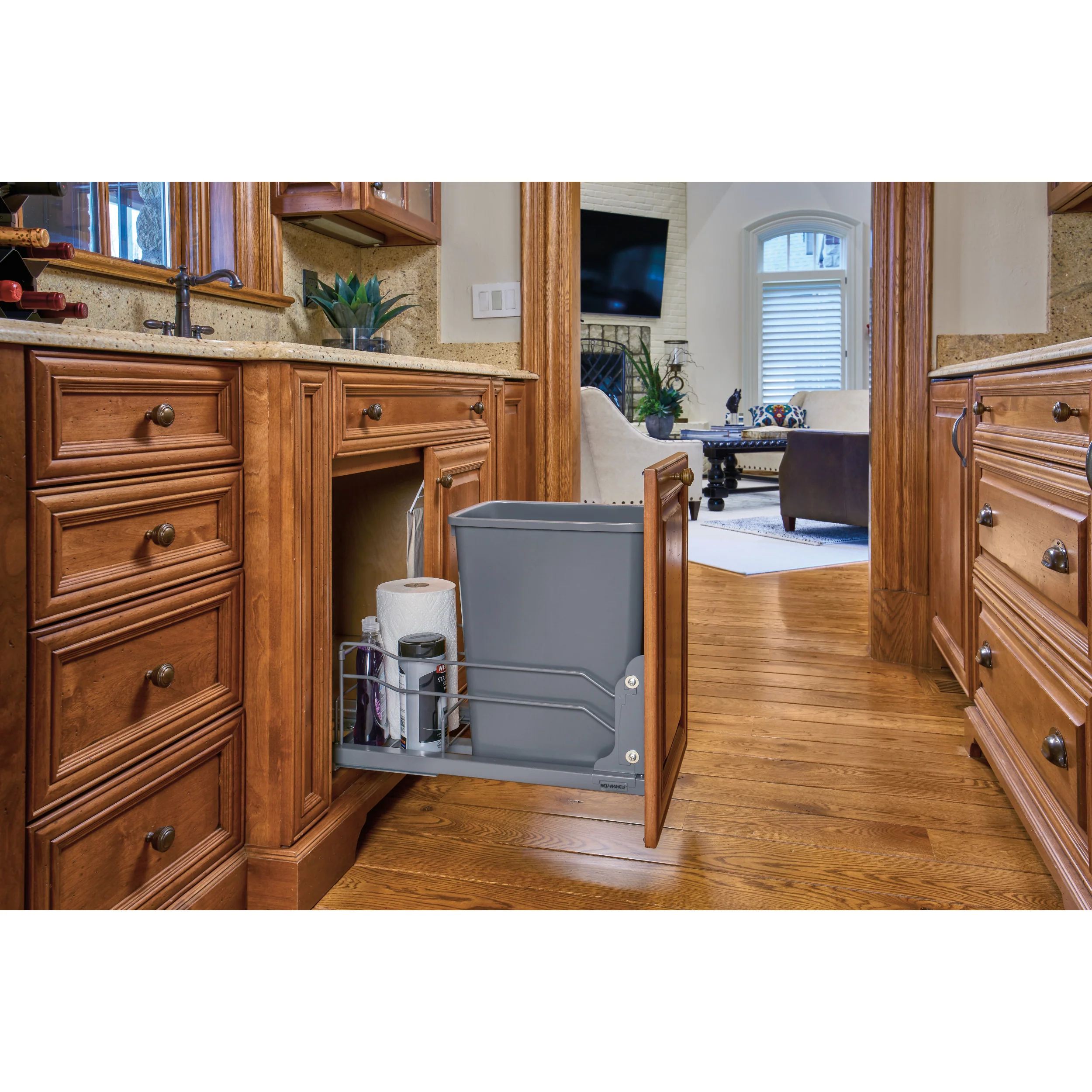 35 Qrt Pull-Out Waste Container Soft-Close Gray  10.88 in (276 mm) W x 22.25 in (565 mm) D x 19 in (483 mm) H - Image 3