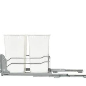 Double 35 Qrt Pull-out Waste Container Soft-Close White  14.38 in (365 mm) W x 22.25 in (565 mm) D x 19 in (483 mm) H - Image 3