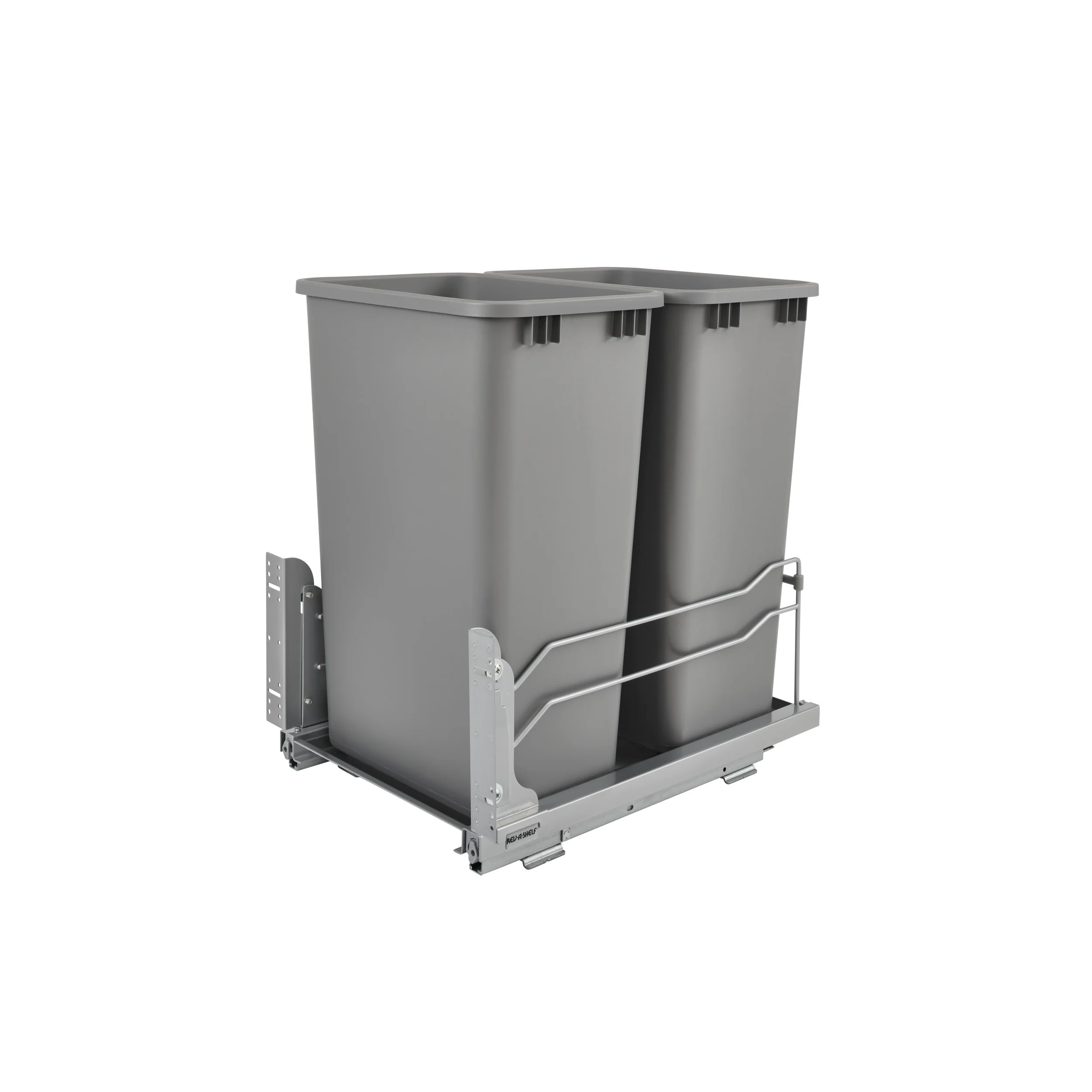 Double 50 Qrt Pull-out Waste Container Soft-Close Metallic Silver  14.75 in (375 mm) W x 22.25 in (565 mm) D x 22.88 in (581 mm) H - Image 13