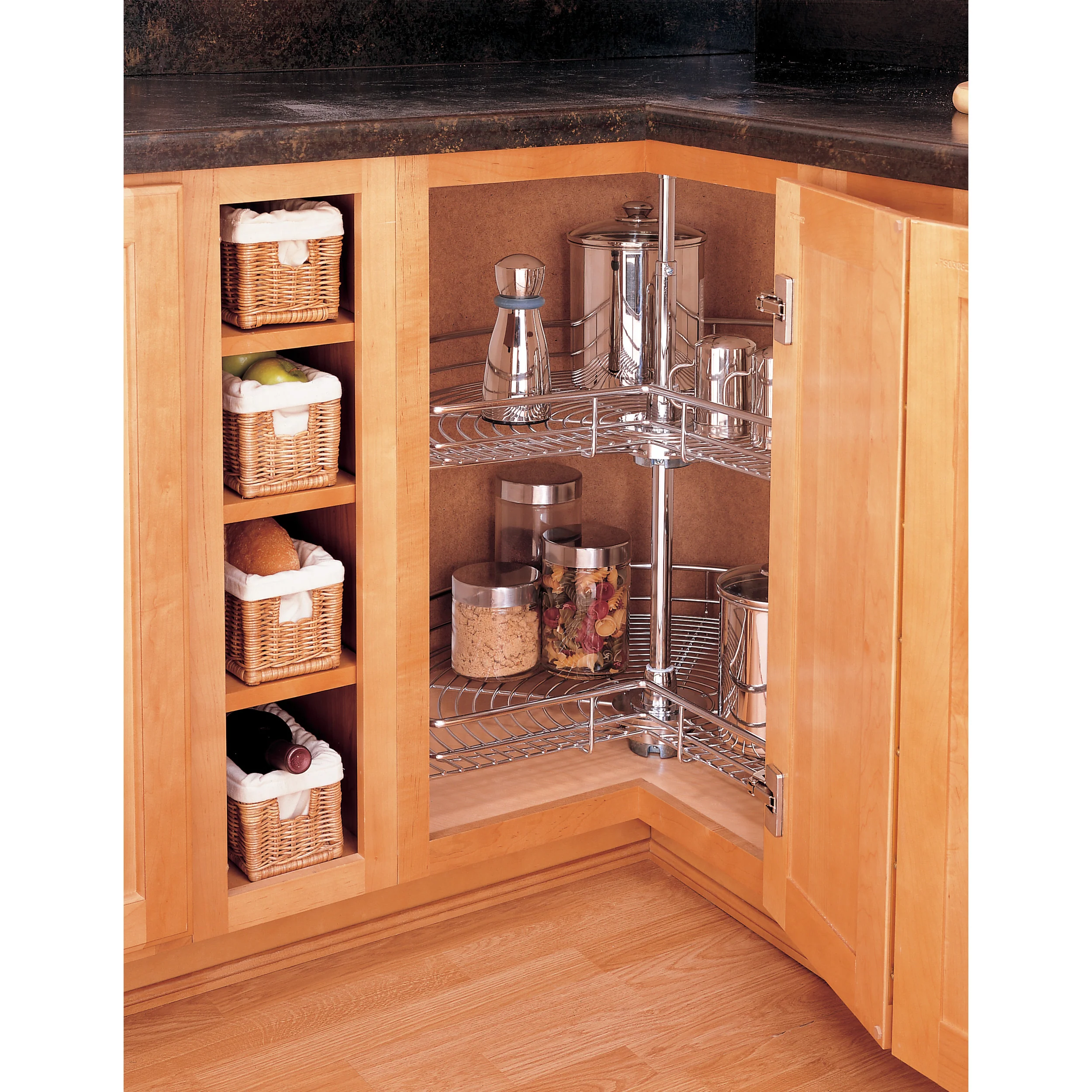 32 in Chrome Kidney Lazy Susans 2-Shelf Chrome  32 in (813 mm) W x 32 in (813 mm) D x 26 in (660 mm) H - Image 2