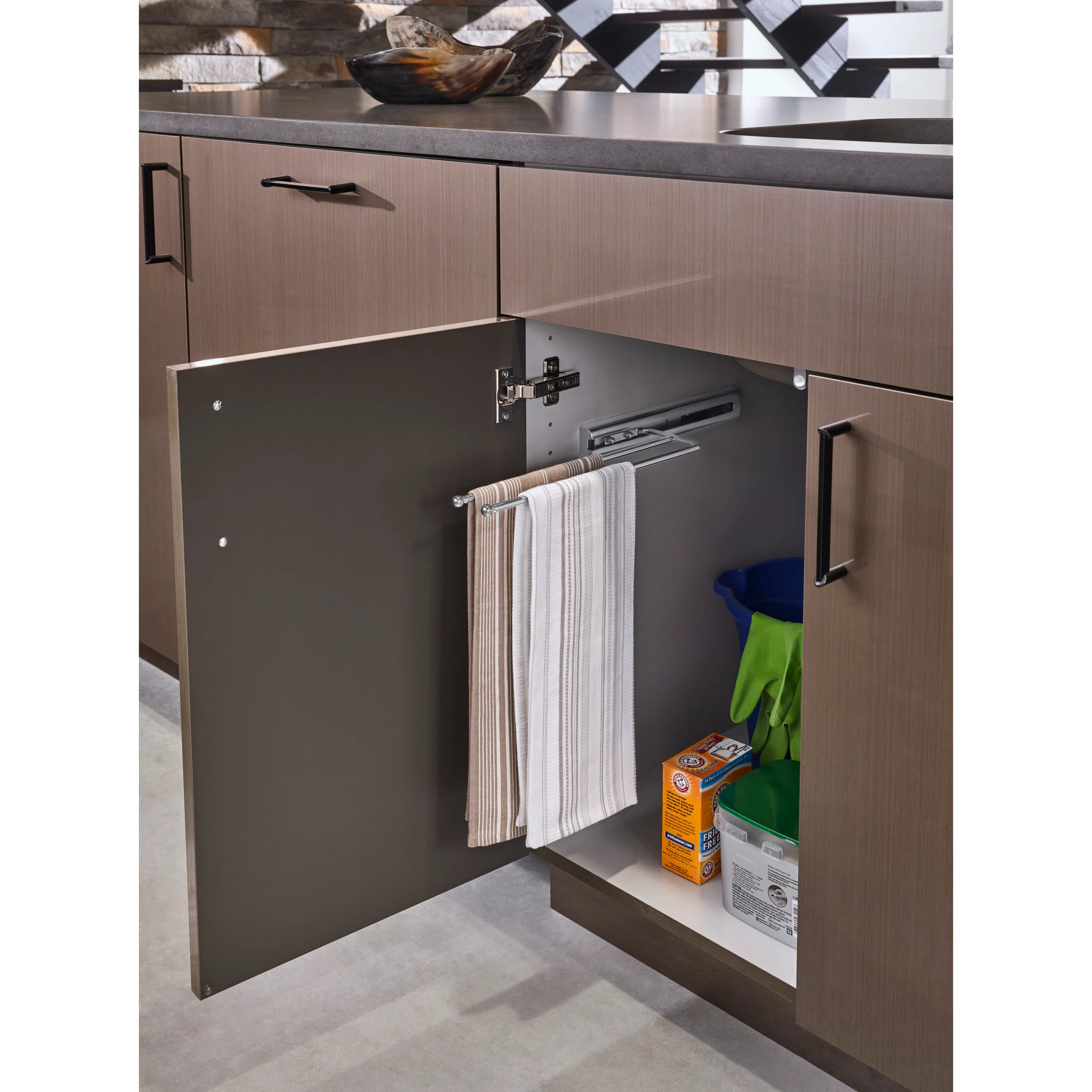 2-Prong Towel Bar Pull Out Chrome  3.88 in (99 mm) W x 12.88 in (327 mm) D x 1.5 in (38 mm) H - Image 5