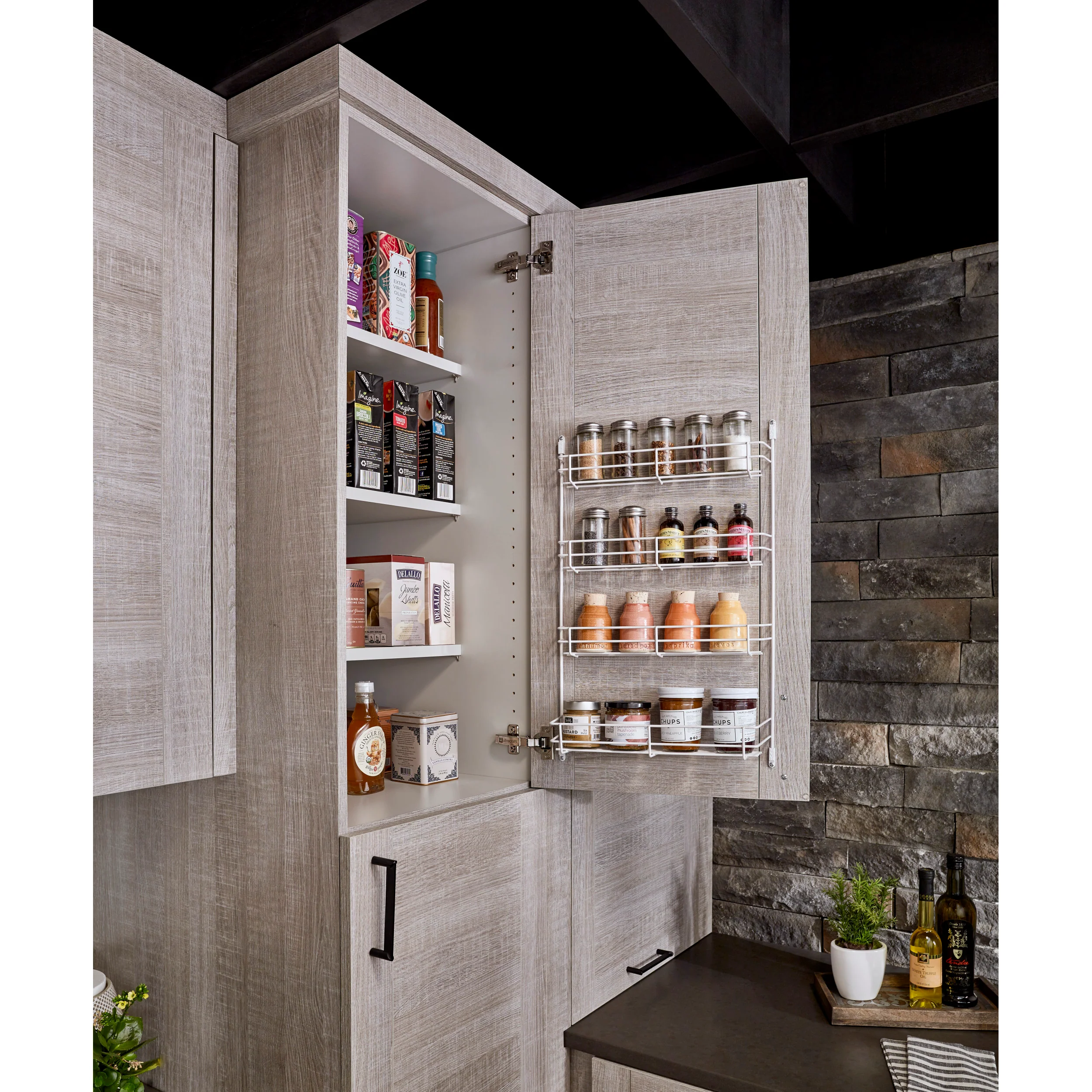 8 in Door Mount Spice Rack White  7.88 in (200 mm) W x 2.38 in (60 mm) D x 21.38 in (543 mm) H - Image 3
