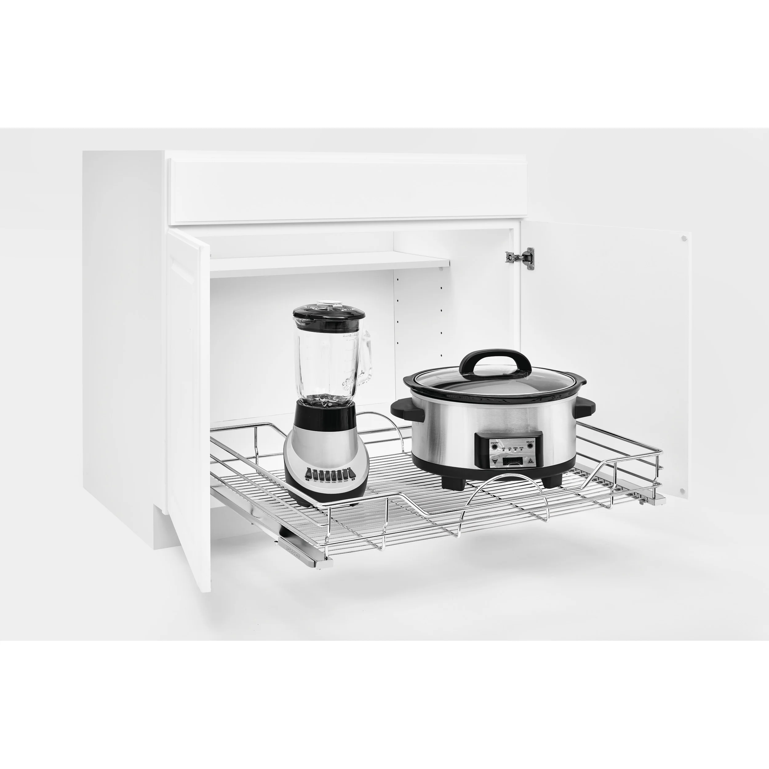 33 in Chrome Pullout Basket w/Soft-Close Chrome  32.36 in (822 mm) W x 21.9 in (556 mm) D x 5.2 in (132 mm) H - Image 3