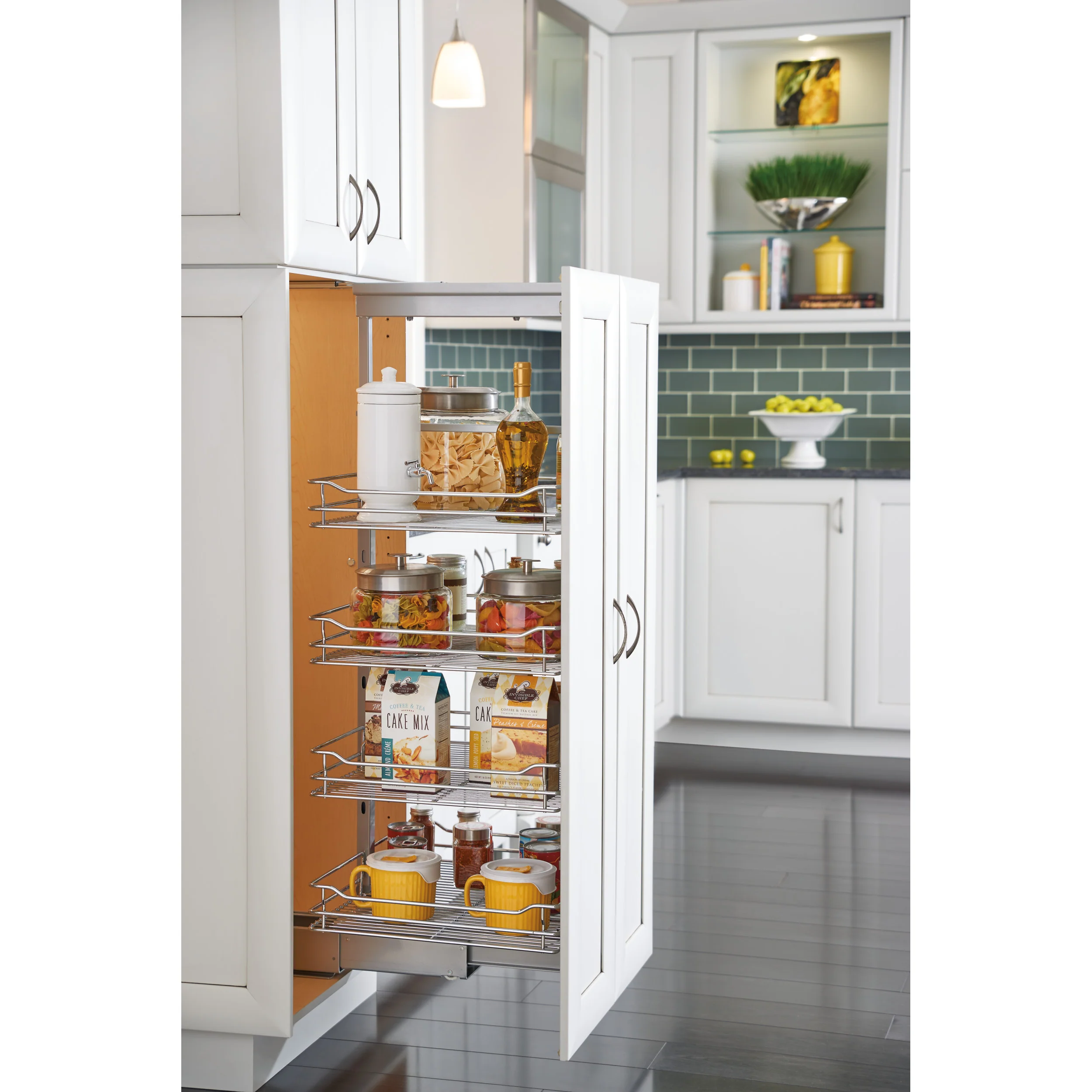 8 in Chrome Basket Pantry Pullout Soft Close Chrome  8.25 in (210 mm) W x 21.69 in (551 mm) D x 73.63 in (1870 mm) H - Image 4