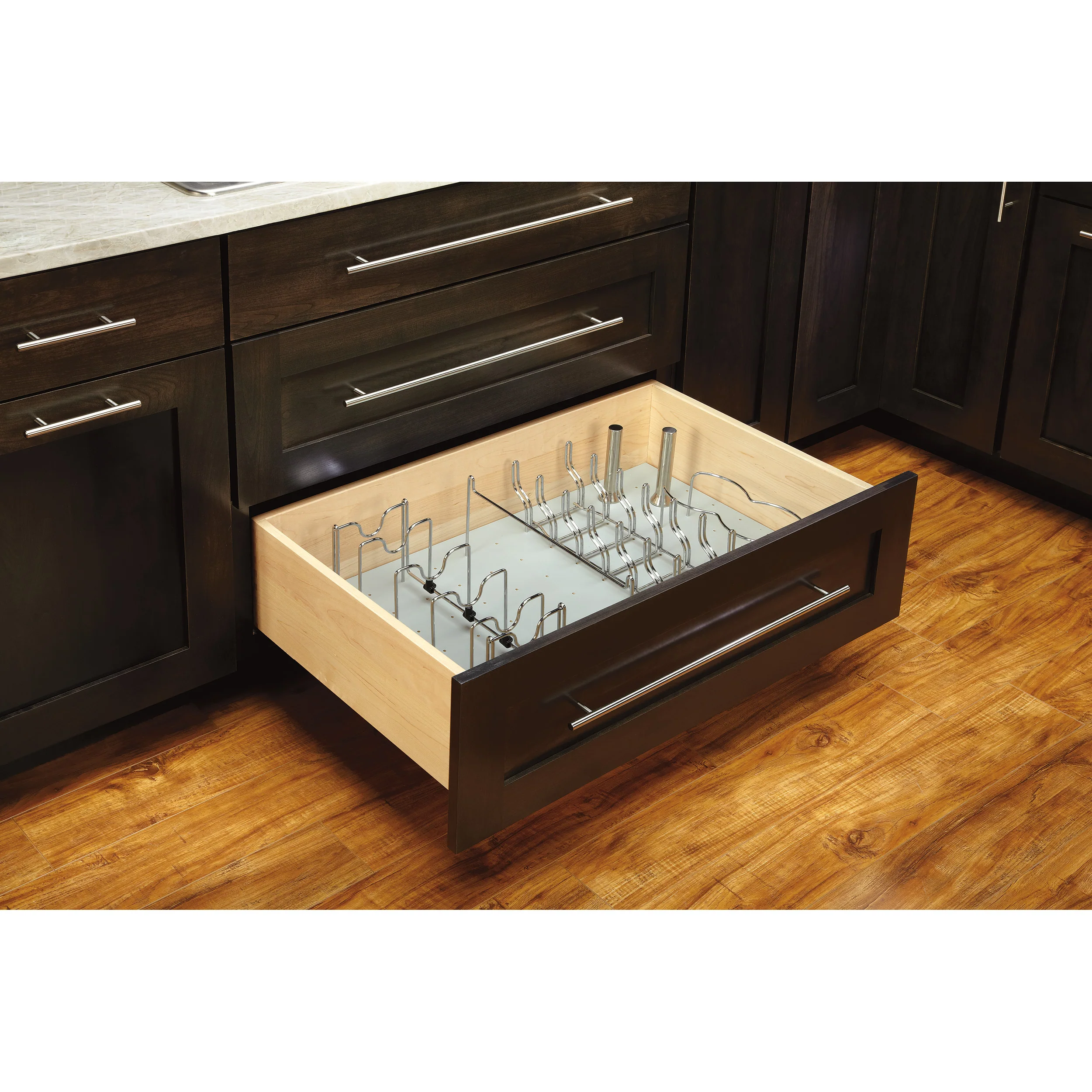 Chrome Pan Org for Drawer Peg Boards-Trimmable Chrome  7.75 in (197 mm) W x 15.25 in (387 mm) D x 7.63 in (194 mm) H - Image 3
